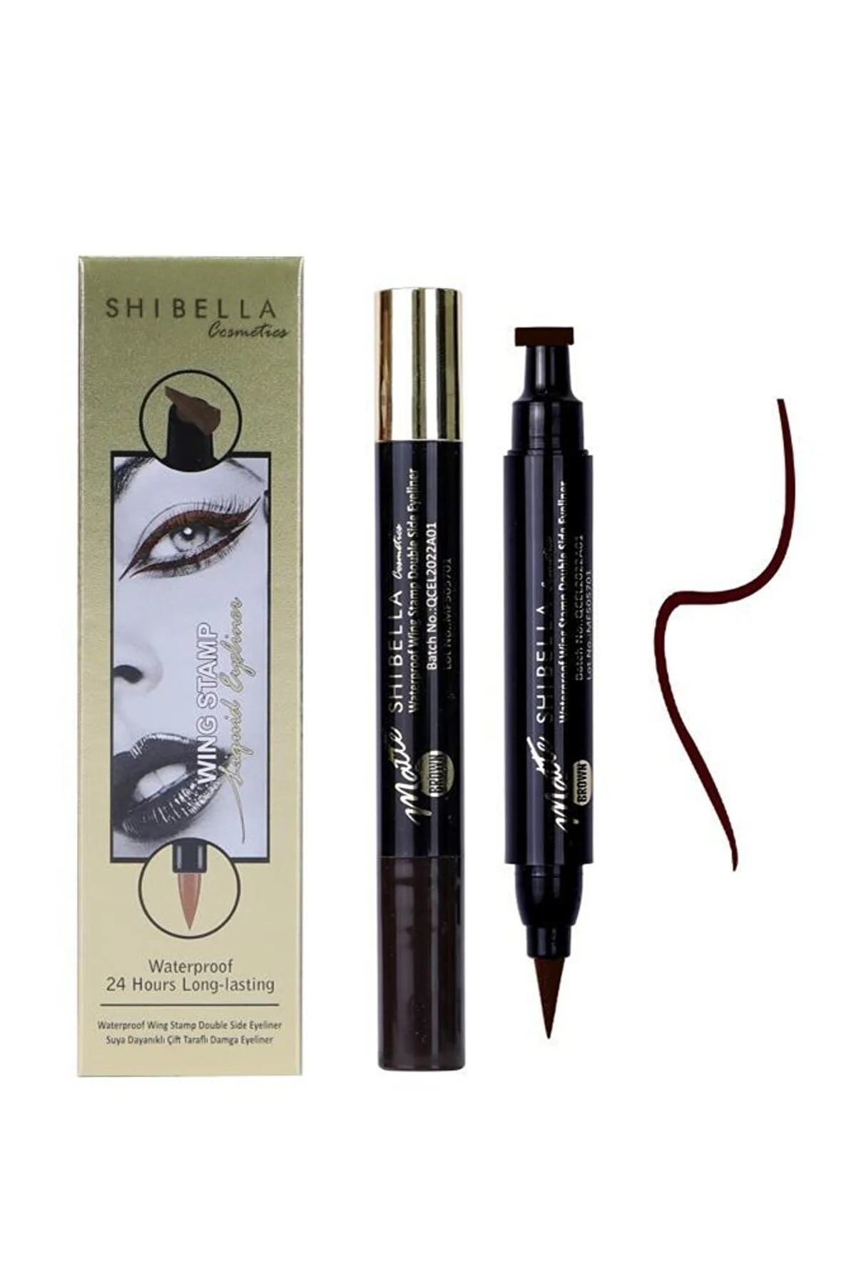 Shibella Cosmetics Suya Dayanıklı Çift Taraflı 24 Saat Damga Eyeliner - Ince Damga