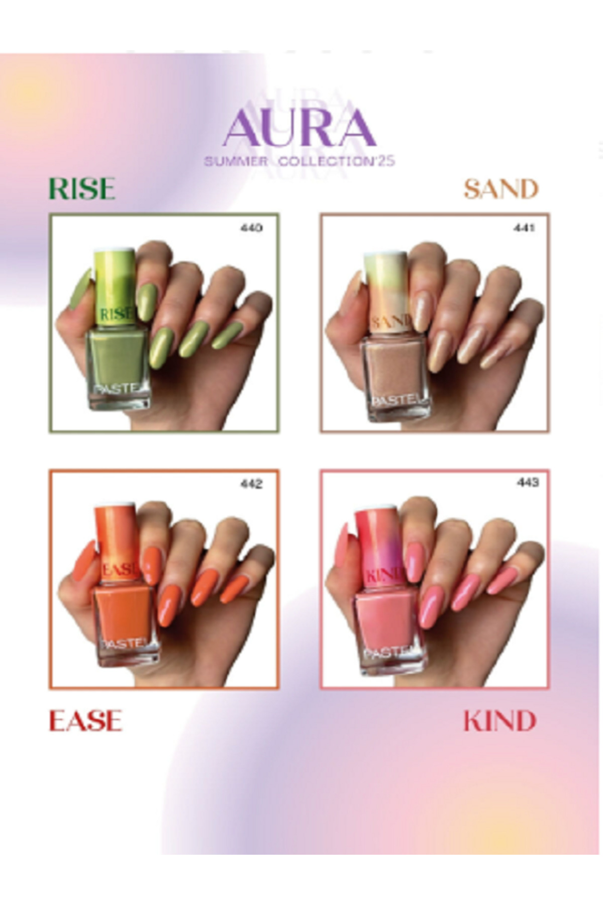 Pastel 2025 Summer Collection Aura 4 lü Oje Set 440-441-442-443
