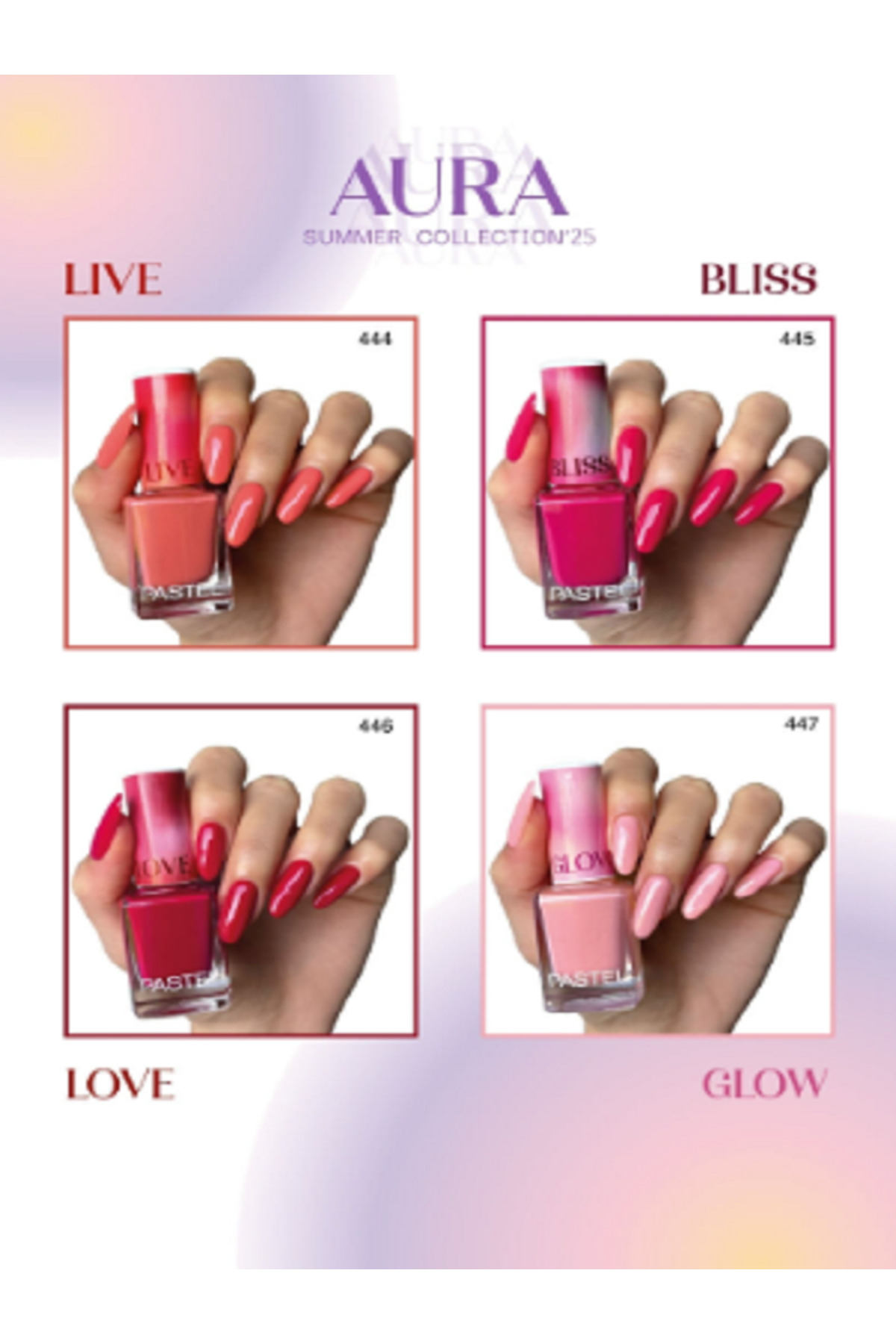 Pastel 2025 Summer Collection Aura 4 lü Oje Set 444-445-446-447