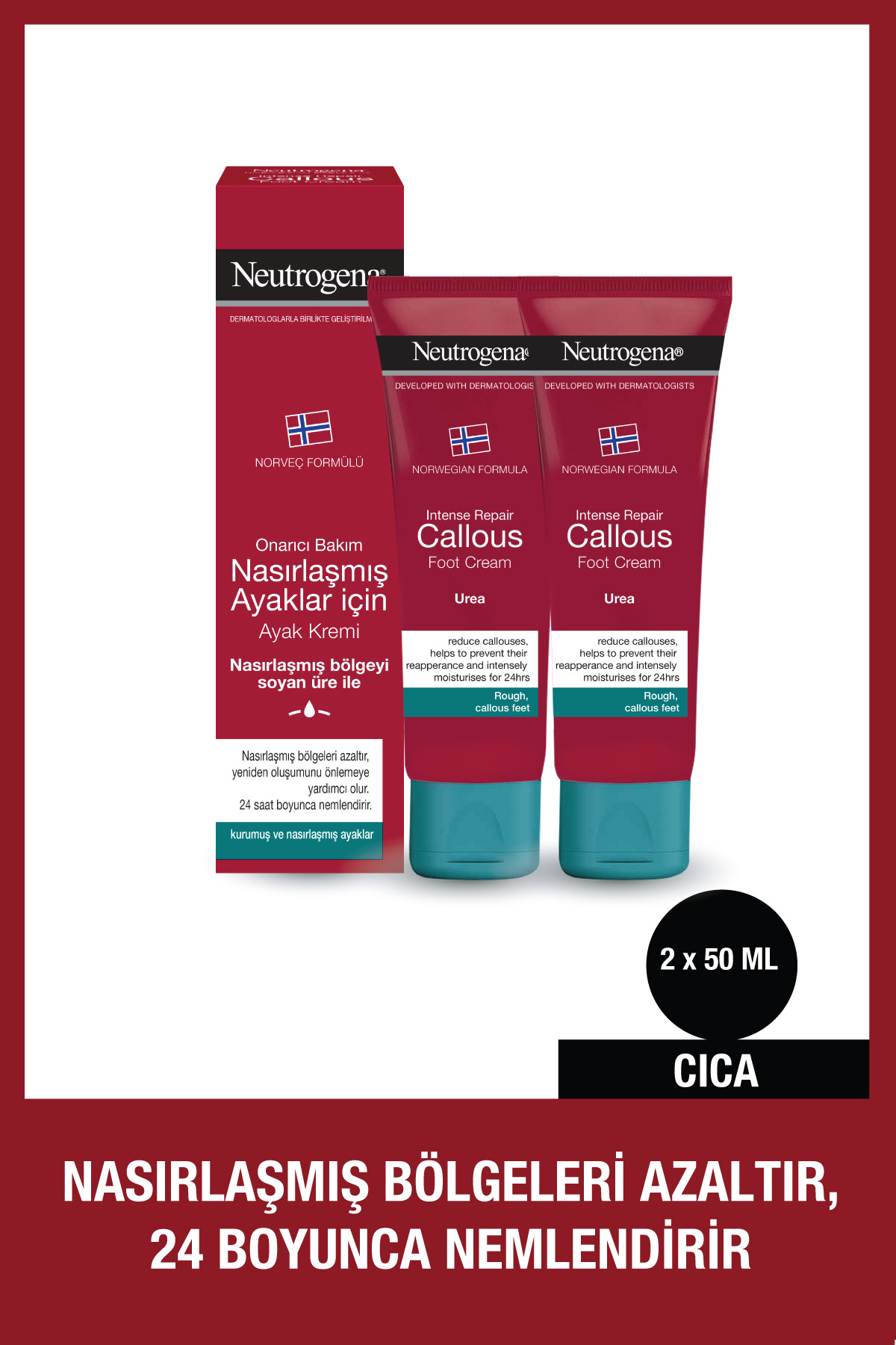 Neutrogena Norveç Formülü Onarıcı Bakım Nasırlaşmış Ayaklar İçin Ayak Kremi 50 ml x2