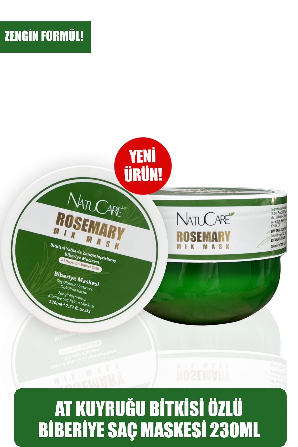 NatuCare Yoğun Besleyici, Onarma , Güçlendirme Destekleyici ,Dökülme Karşıtı, Kompleks Biberiye Saç Maskesi