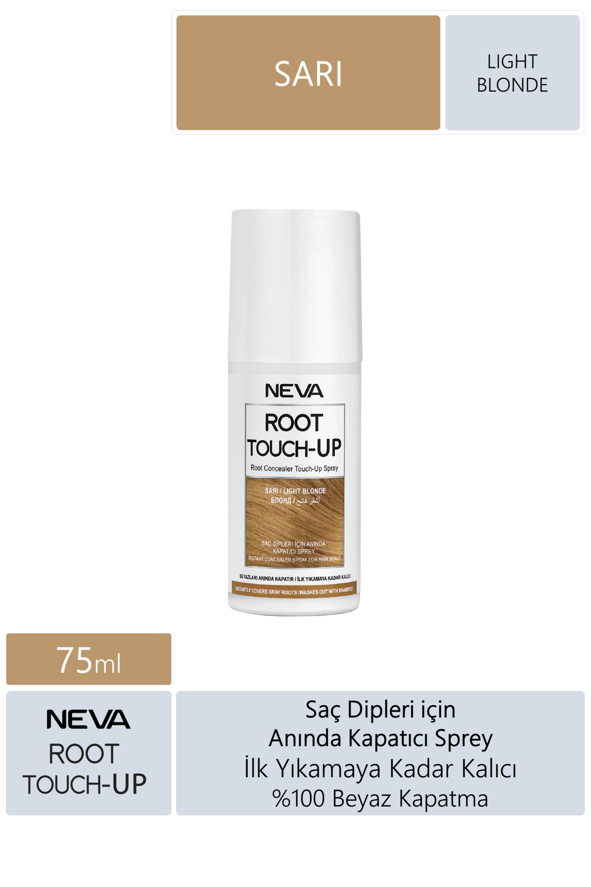 Neva Root Touch-up Saç Dipleri Için Kapatıcı Sprey Sarı 75ml Boya