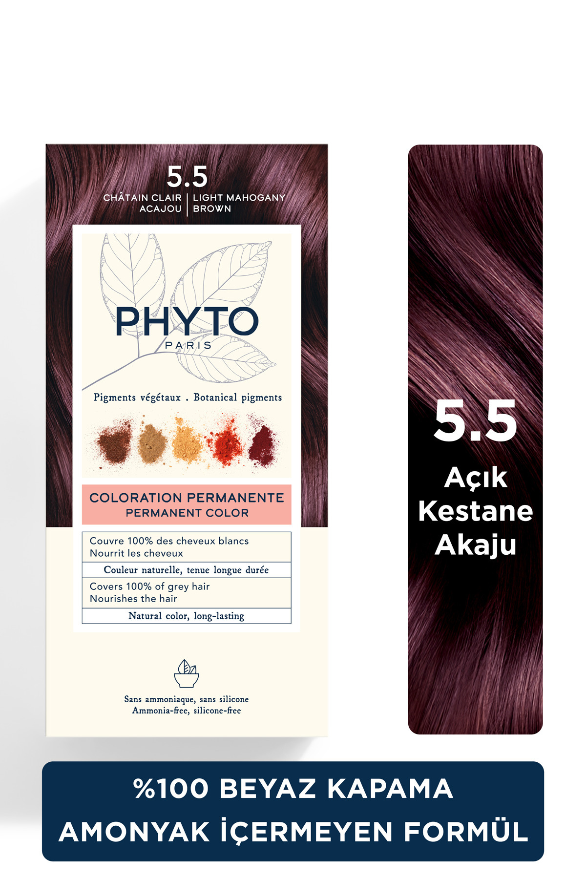 Phyto Color Amonyaksız Kalıcı Doğal Içerikli Bitkisel Saç Boyası 5.5 Açık Kestane Akaju