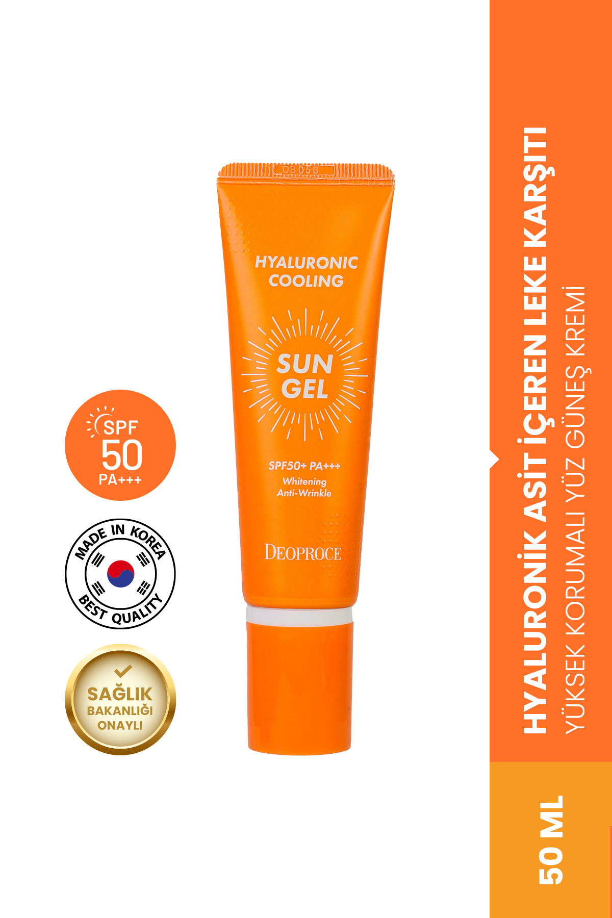 DEOPROCE Hyaluronik Asit Içeren Leke Karşıtı Spf50 Pa Tüm Ciltler Için Yüksek Korumalı Yüz Güneş Kremi