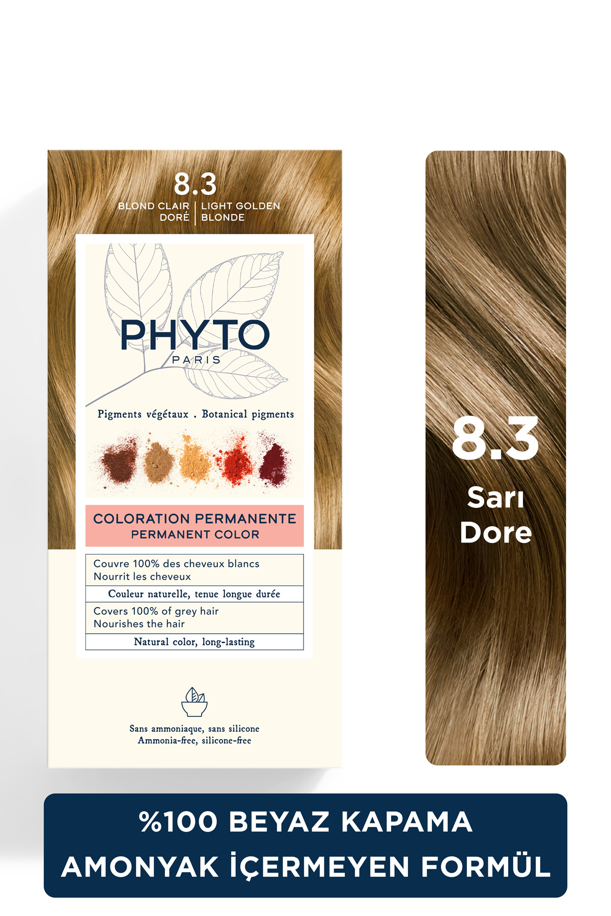 Phyto Color Amonyaksız Kalıcı Doğal Içerikli Bitkisel Saç Boyası 8.3 Sarı Dore