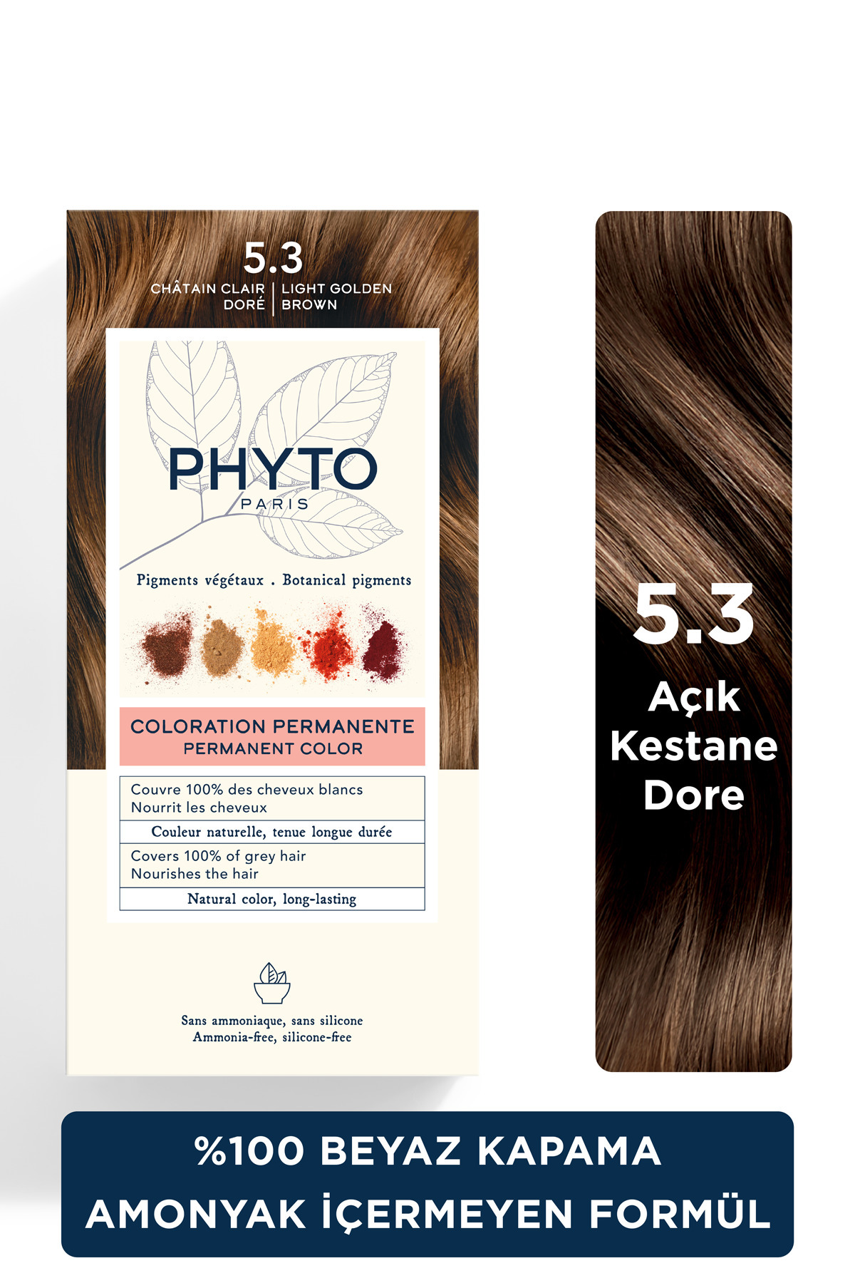 Phyto Color Amonyaksız Kalıcı Doğal Içerikli Bitkisel Saç Boyası 5.3 Açık Kestane Dore