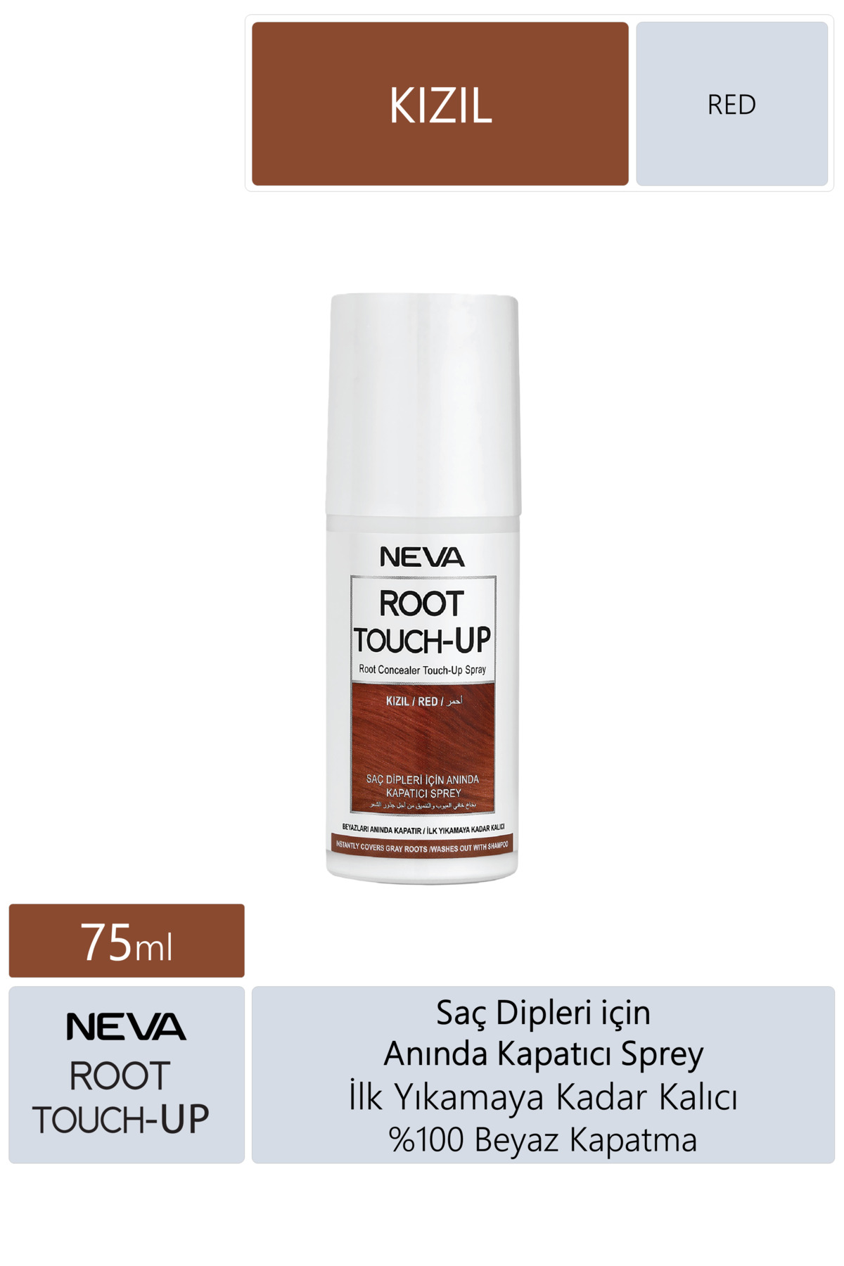 Neva Kızıl Root Touch Up Beyaz Saç Dipleri Için Anında Kapatıcı Sprey 75ml