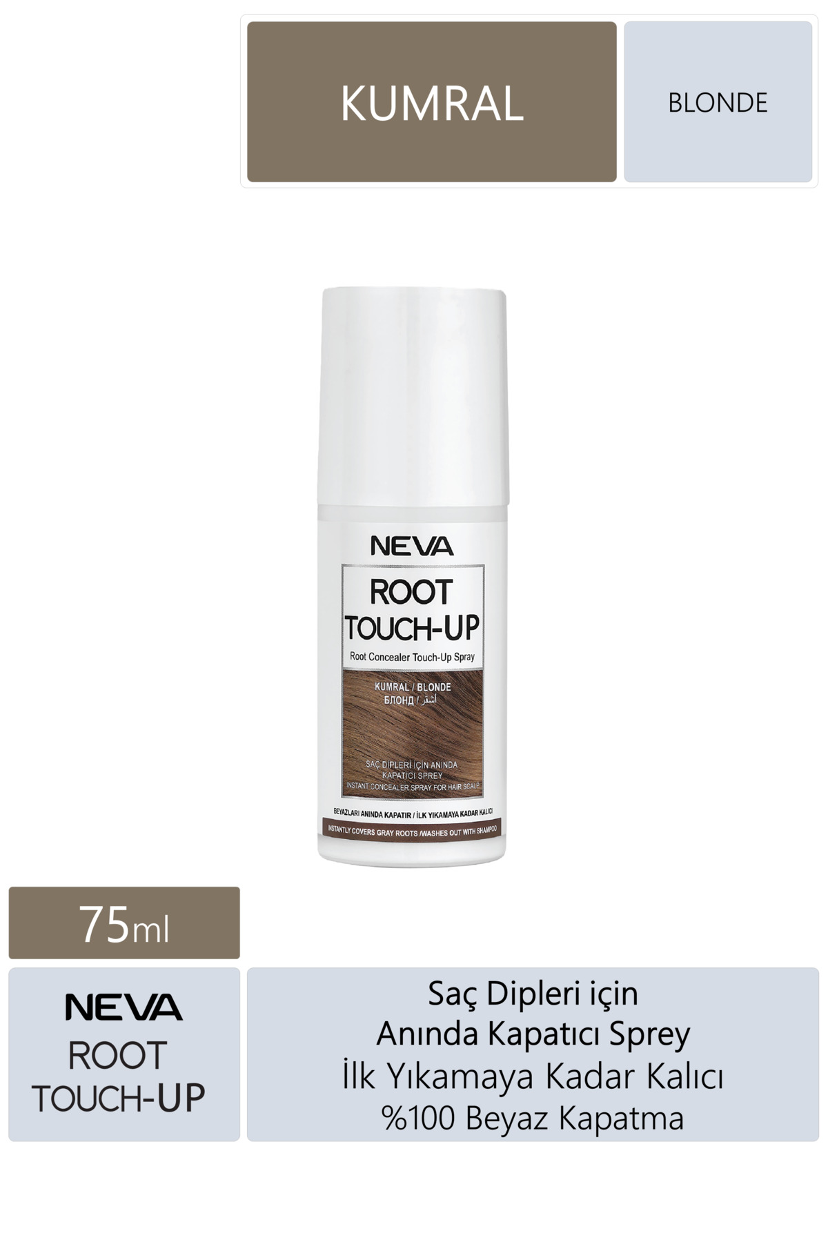 Neva Root Touch Up Sprey Kumral 75 ml