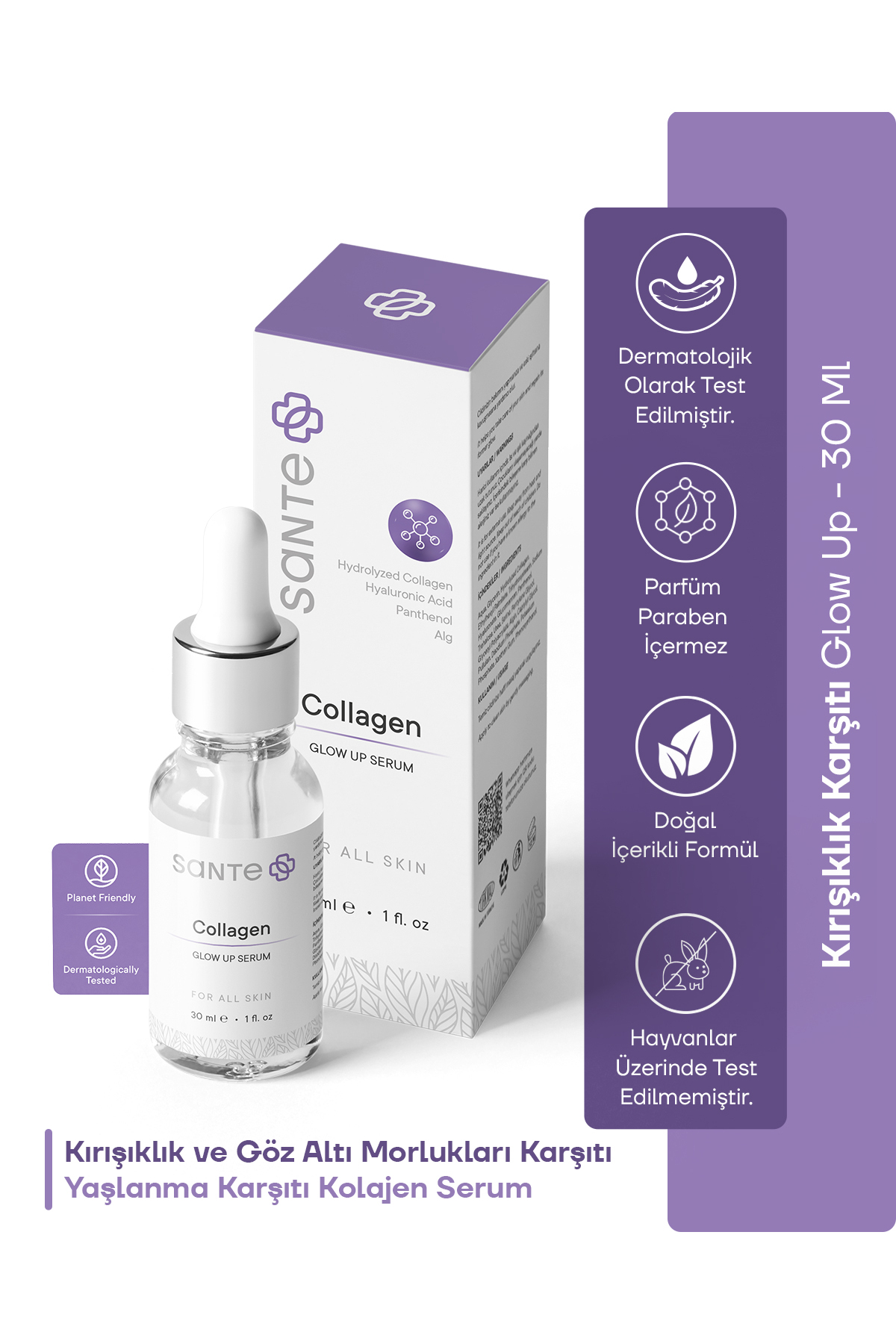 SantePlus Retinol Içeren Sıkılaştırıcı Canlandırıcı Kırışıklık Karşıtı Kolajen Serum – 30 ml