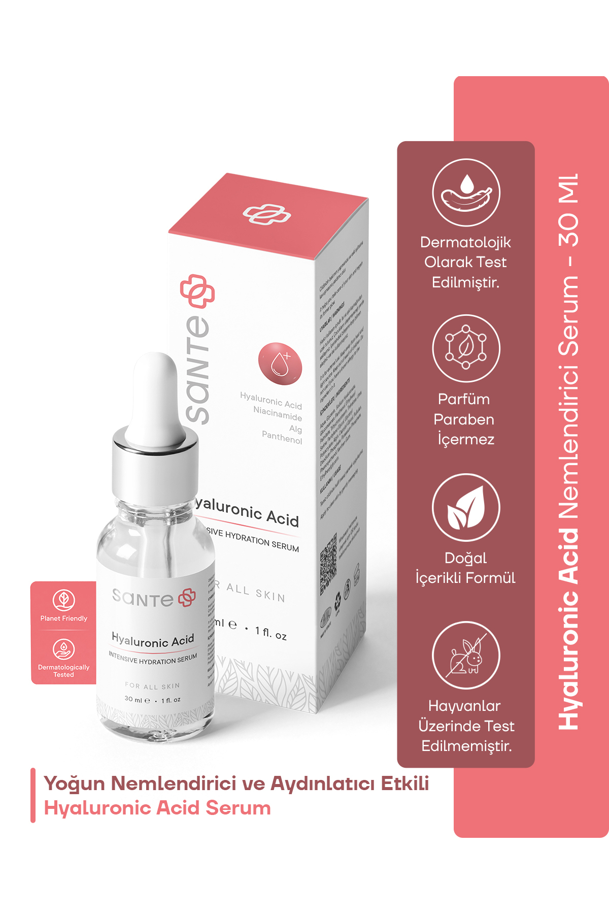 SantePlus Sante Nemlendirici Dolgunlaştırıcı Canlandırıcı Hyaluronik Asit Serum 30 ml