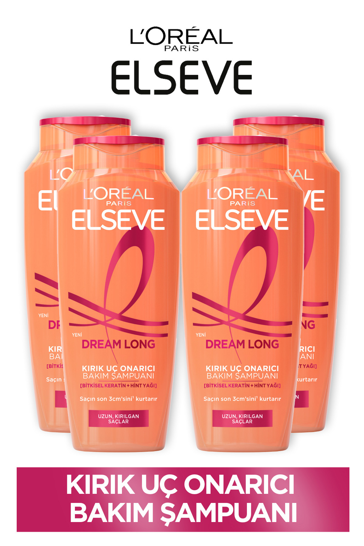 ELSEVE 4'lü Dream Long Onarıcı Bakım Şampuanı 300 ml Seti