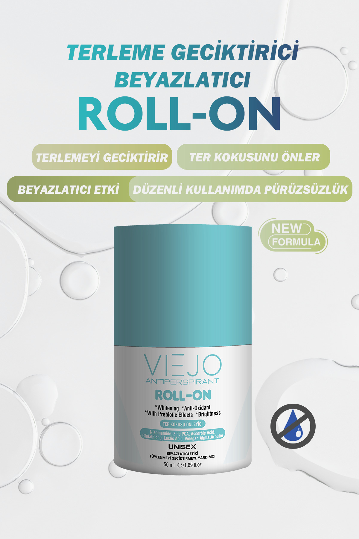 Viejo Koltuk Altı, El, Ayak Terleme Antiperspirant Beyazlatıcı Etkili Unisex Roll-on 50 ml
