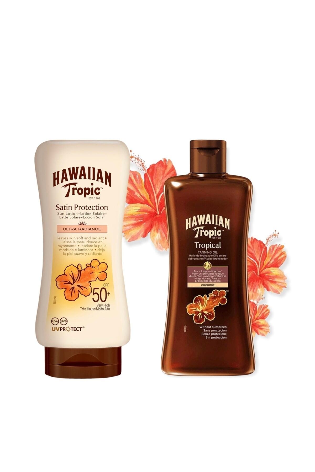 Hawaiian Tropic Hindistan Cevizi Tropikal Yoğun Bronzlaştırıcı Yağ 200ml + Güneş Losyonu Spf 50+ 180 Ml