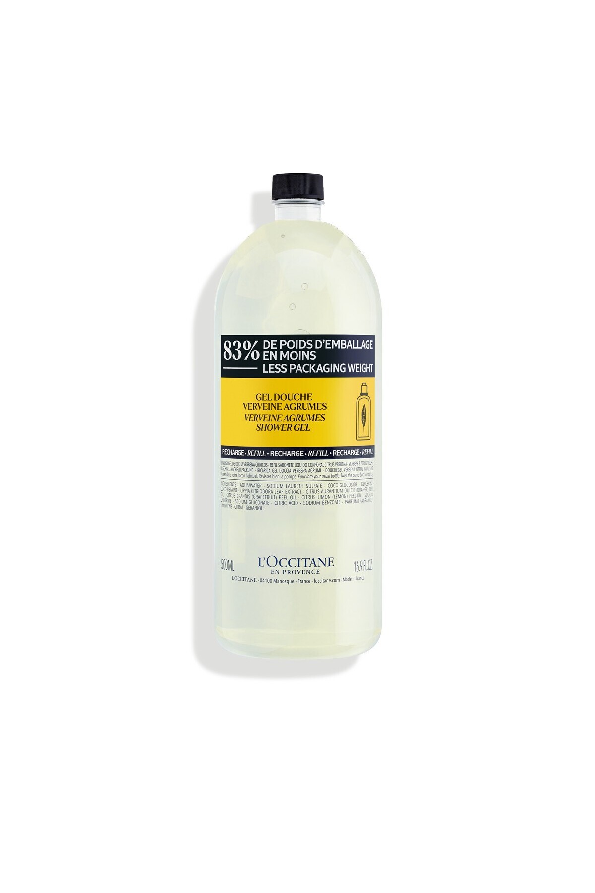 L'Occitane Citrus Verbana Parfümlü Duş Jeli Eko Yedek (Refill), Mine Çiçeği ve Turunçgil Özlü, 500 ml