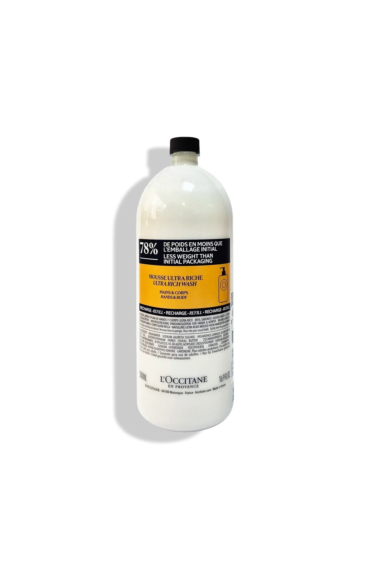 L'Occitane Shea Sıvı El ve Vücut Sabunu Eko Yedek (Refill), %5 Shea Yağı İçeren, 500 ml