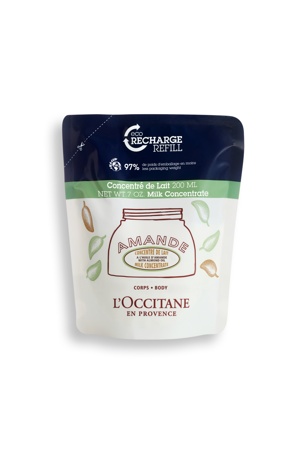L'Occitane Almond Milk Concentrate Eco-Refill - Badem Nemlendirici Vücut Kremi Eko-Yedek Refill 200 ml