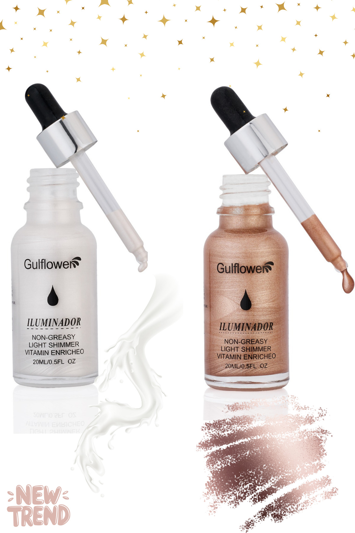 GulFlower Sıvı Aydınlatıcı 2'Li Set Bronz & Beyaz