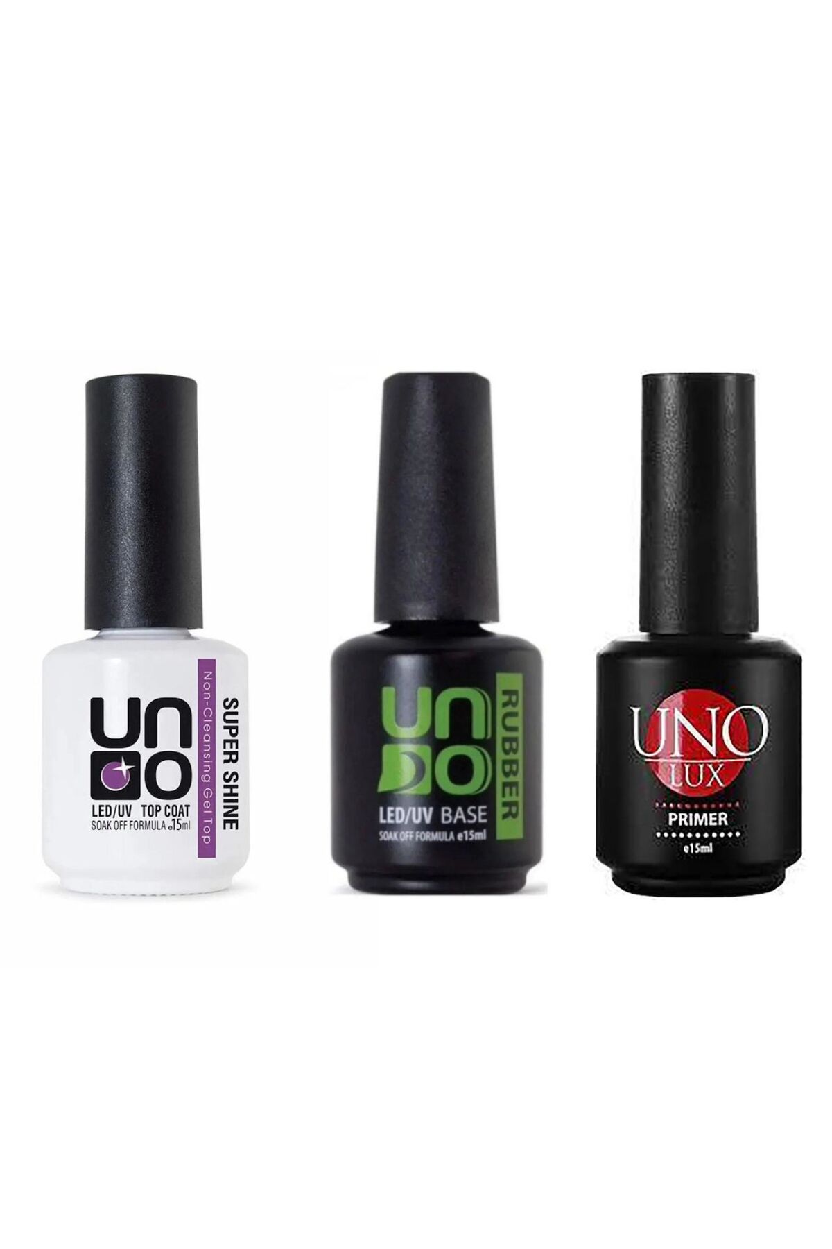 Anıl Gel Polish Kalıcı Oje 3'lü Set Uno Super Shine Top Coat-Uno Rubber Base-Uno Asitli Primer