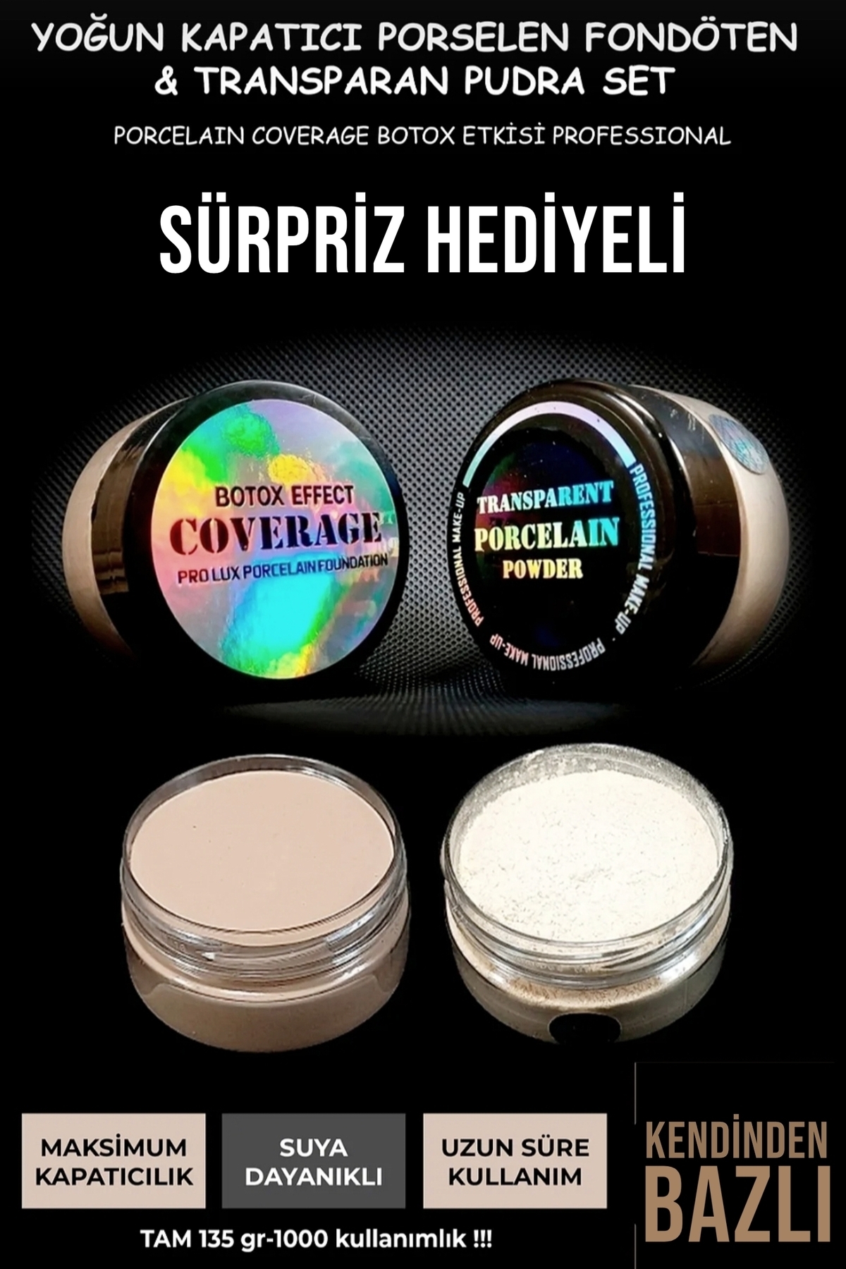 PRO 10 PRO ON Yoğun Kapatıcı Porselen Fondöten & Transparan Pudra Set No:2 Buğday Tenli