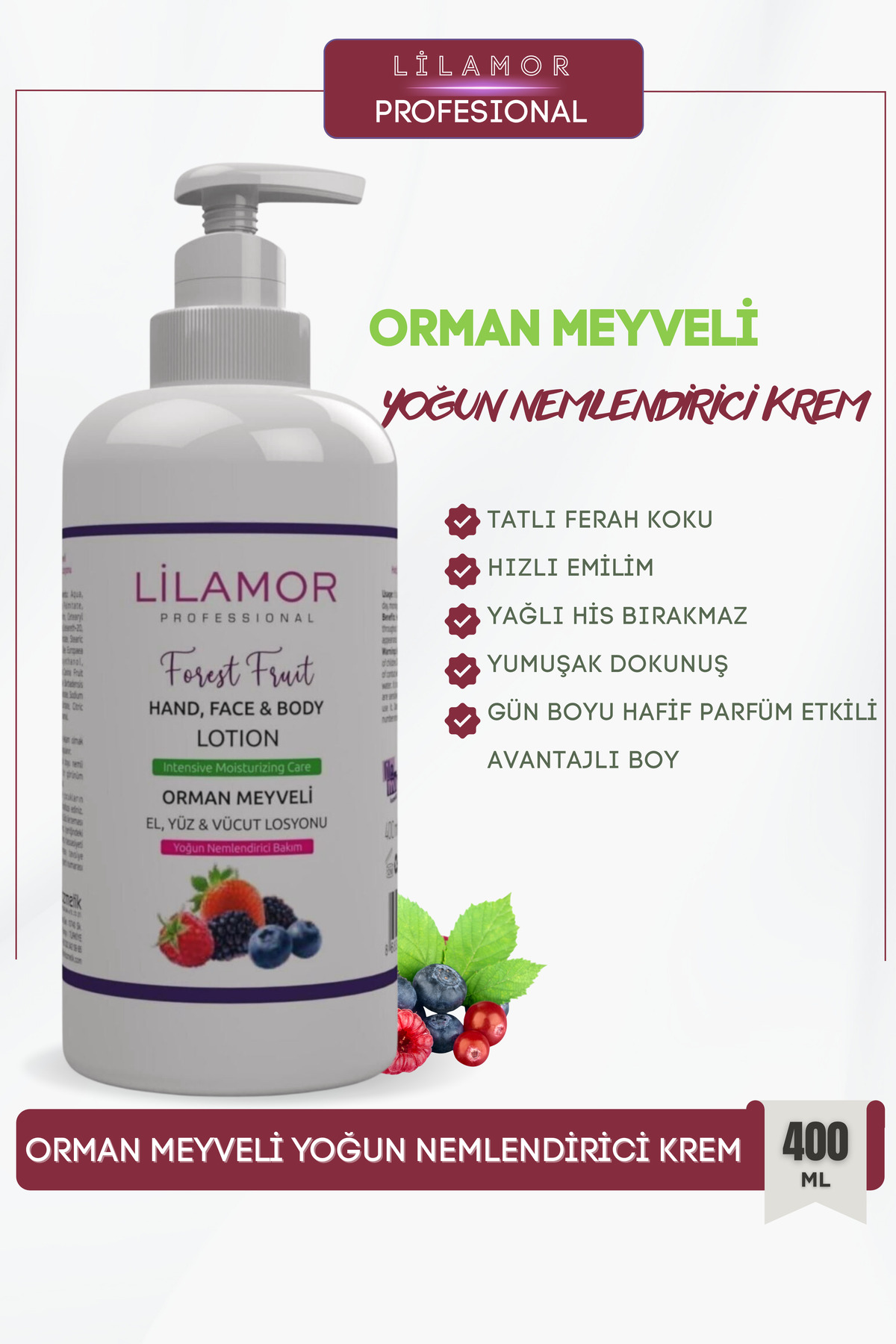 Lilamor El Yüz Ve Vücut Losyonu Orman Meyveli 400 ml