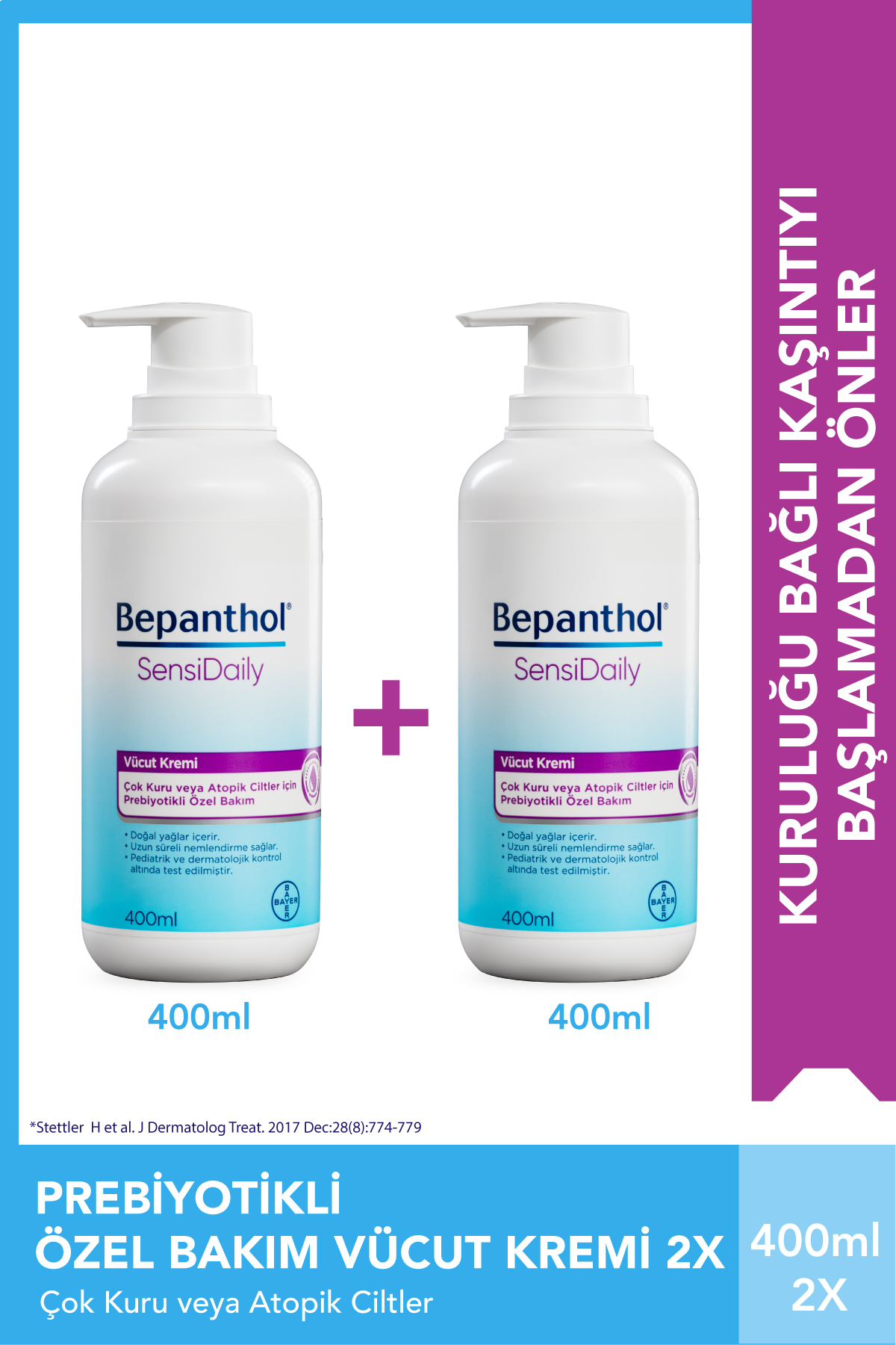 Bepanthol Sensidaily Günlük Yoğun Nemlendirici Vücut Bakım Kremi 400 ml 2'li Avantajlı Paket