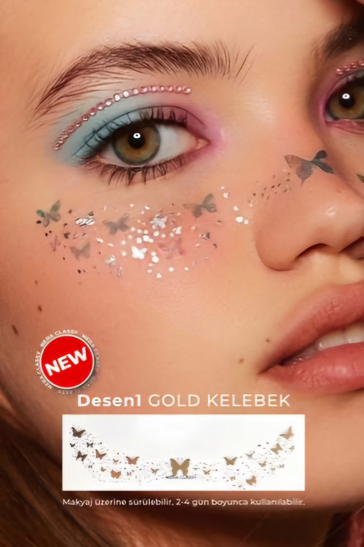 Sibelon Yüz Çili Çil Parıltısı Party Işıltısı Geçici Dövme Tattoo Glitter Gold Sticker