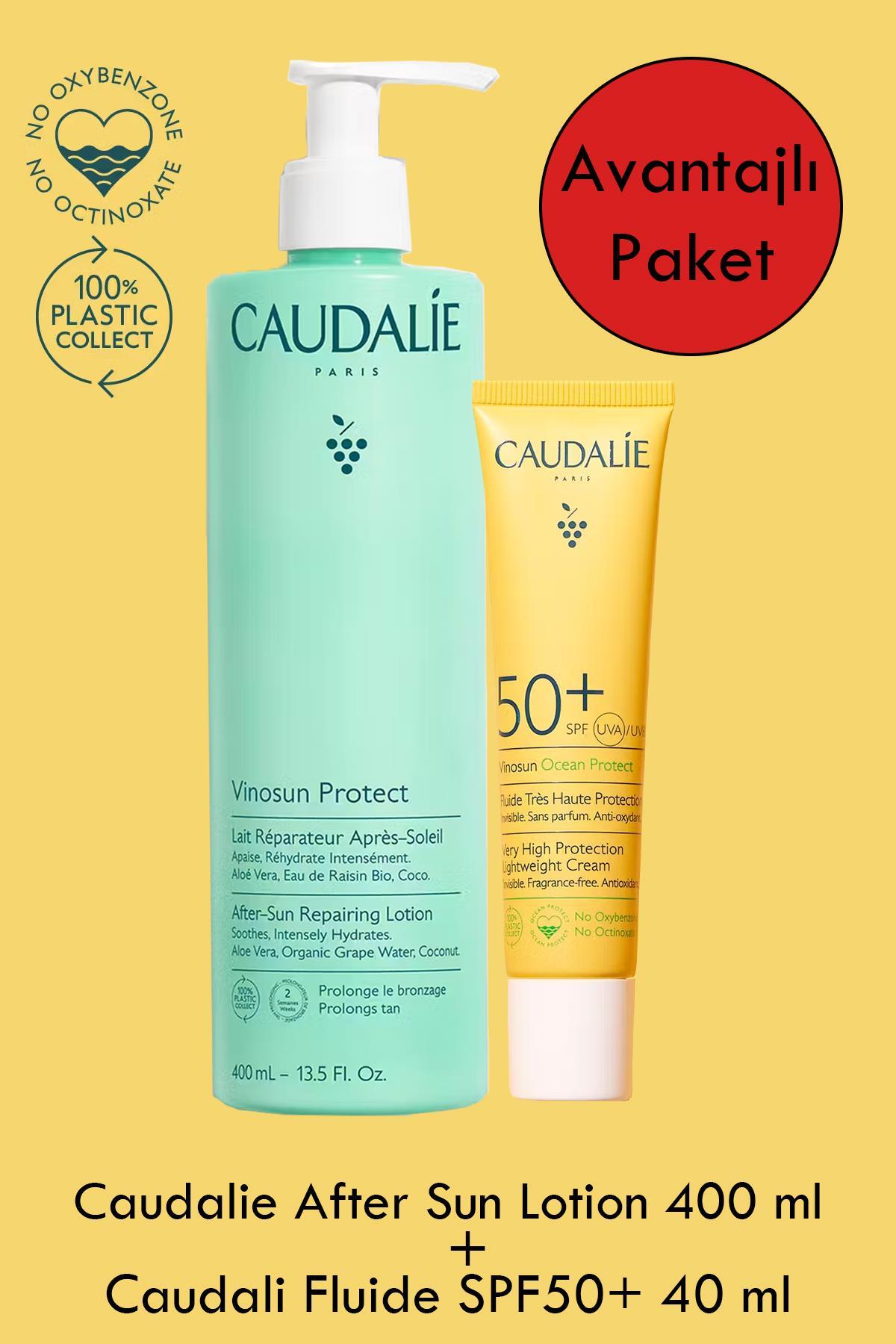 Caudalie Fluide UVA/UVB SPF50+ 40 ml + After Sun Repairing Lotion 400 ml