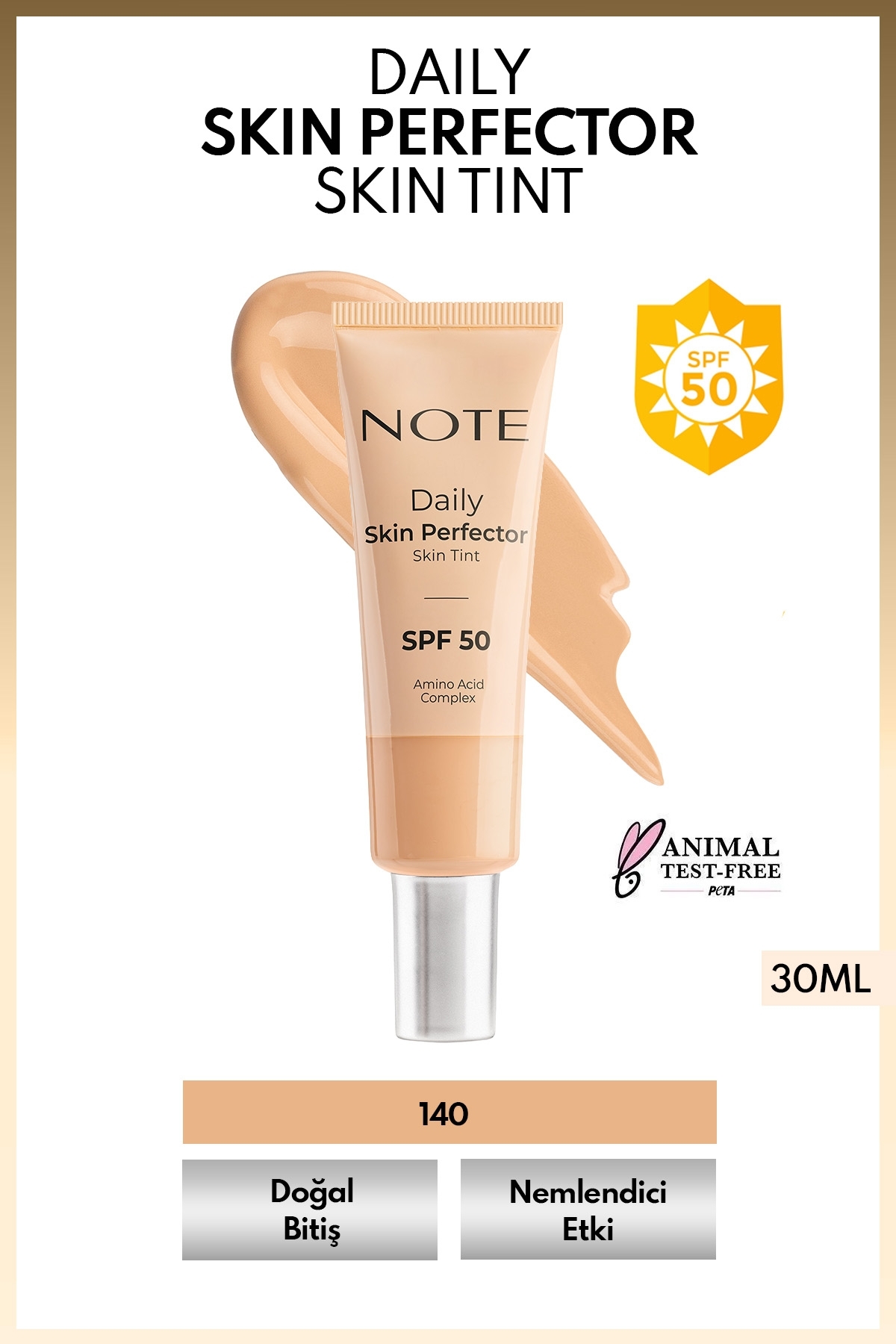 NOTE Daily Skin Perfector Skin Tint SPF 50 Ton Eşitleyici Doğal Bitişli Renkli Nemlendirici - 140