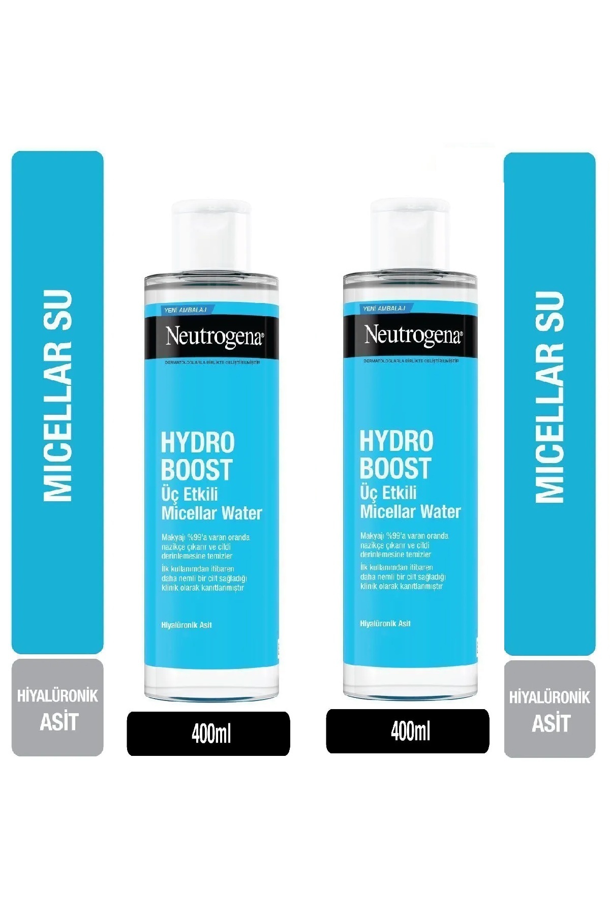 Neutrogena Hydro Boost Üç Etkili Micellar Water Makyaj Temizleme Suyu 400 ml x 2 adet
