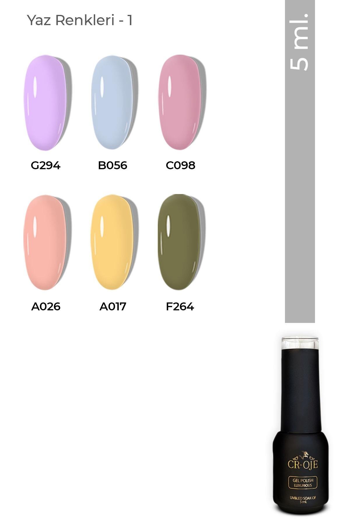 CROJE KALICI OJE 6 adet Yaz Rengi Kalıcı Oje Seti (5 ML) (Set 1)