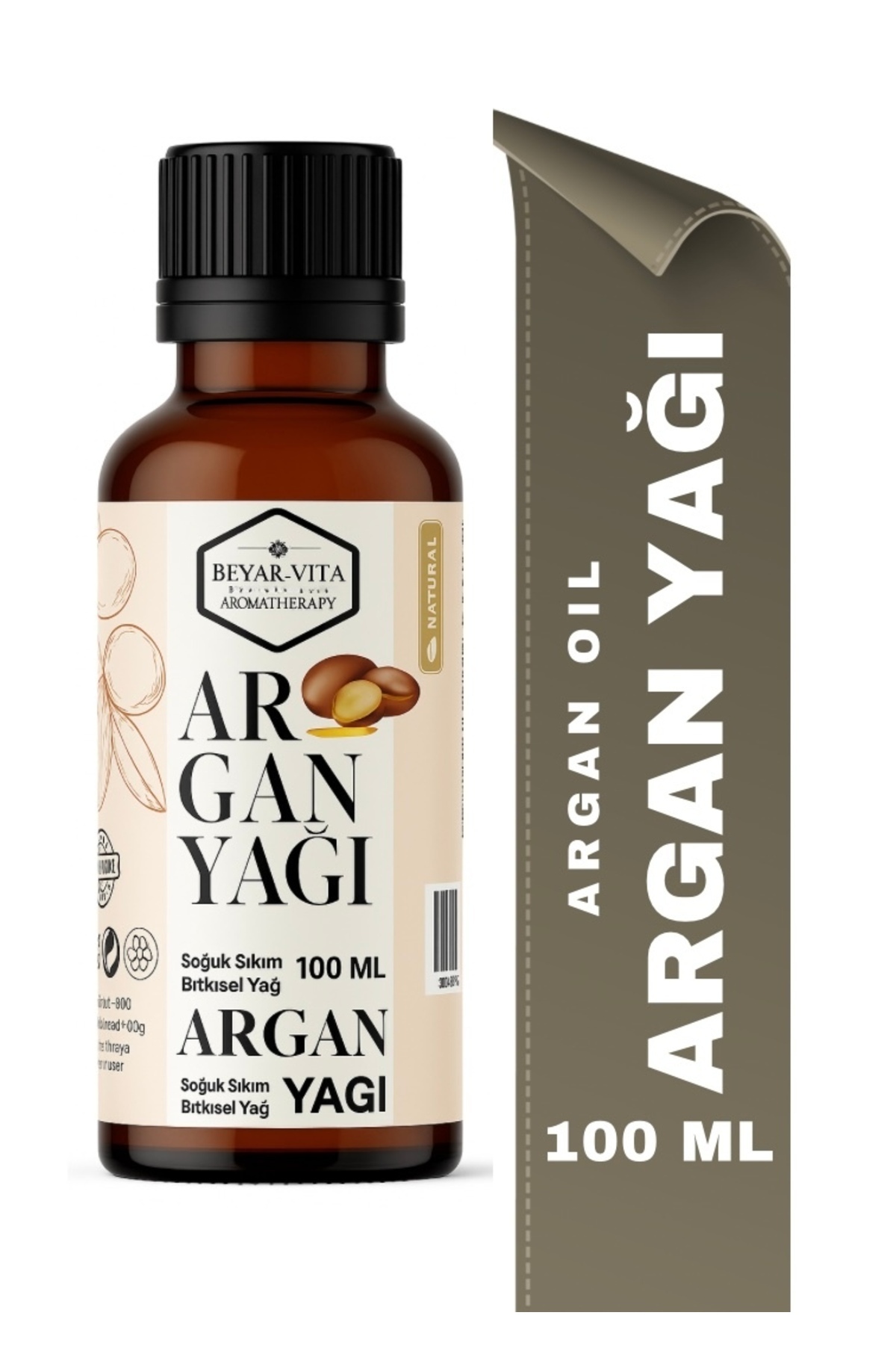 BEYARVİTA Argan Yağı 100 ml – Soğuk Sıkım – Saf Ve Katkısız, Doğal – Cam Şişe