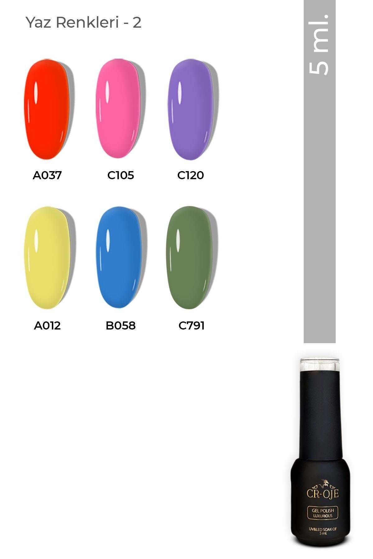 CROJE KALICI OJE 6 Adet Yaz Rengi Kalıcı Oje Seti (5 ML) (Set 2)