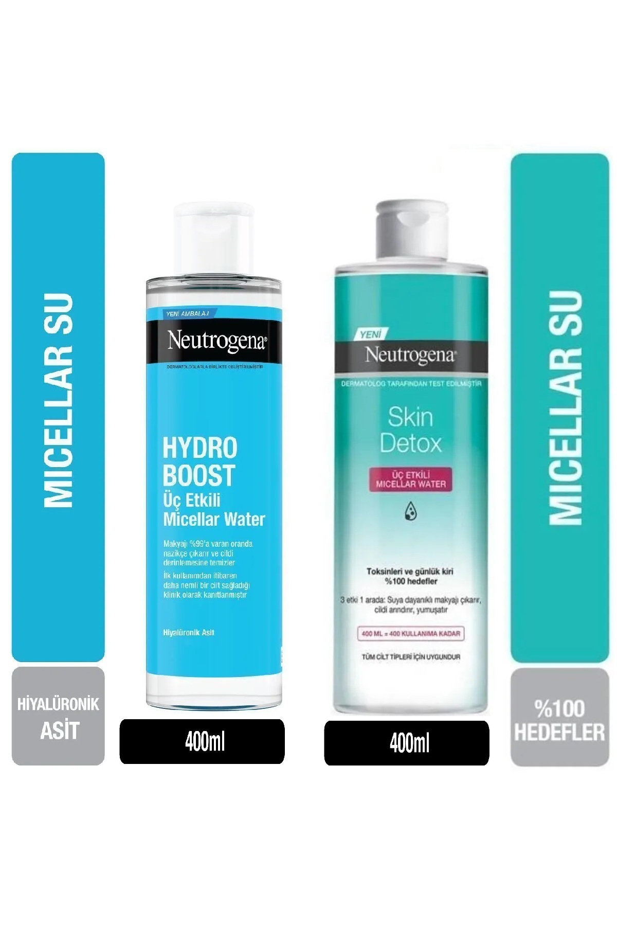 Neutrogena Hydro Boost Micellar Water400 ml Skin Detox Üç Etkili Micellar Makyaj Temizleme Suyu400ml
