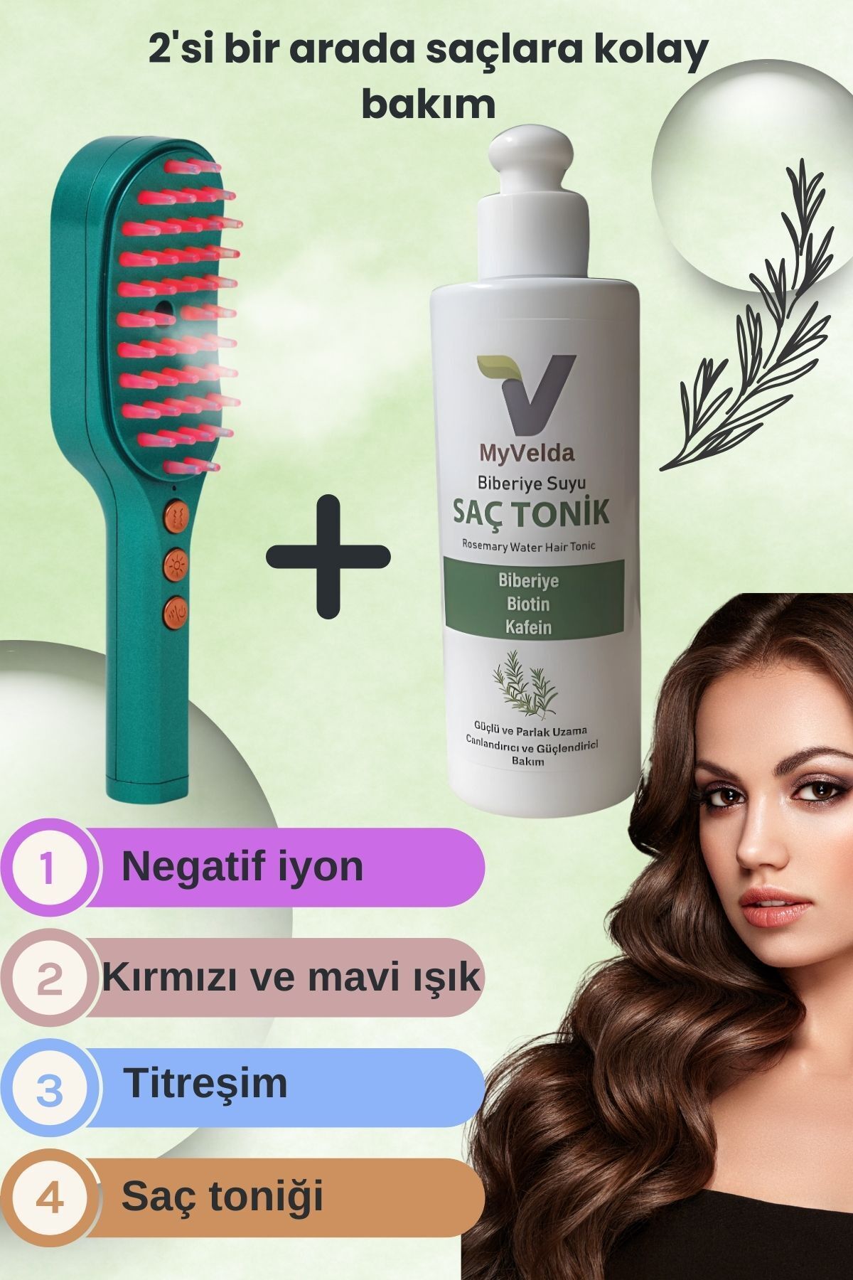 VELDA TECH İyon ve Buhar Masaj Cihazı – Kepeğe ve Saç Dökülmesine Karşı Etkili