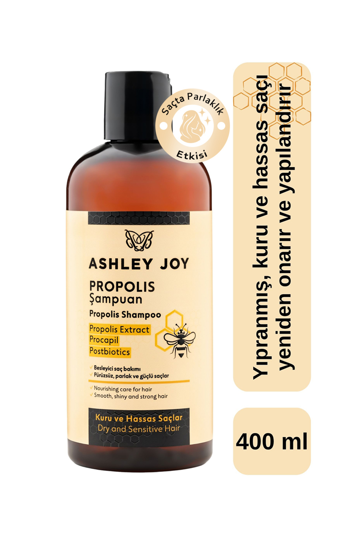 ASHLEY JOY Kuru ve Hassas Saçlar İçin Besleyici Onarıcı Propolis Procapil Şampuan