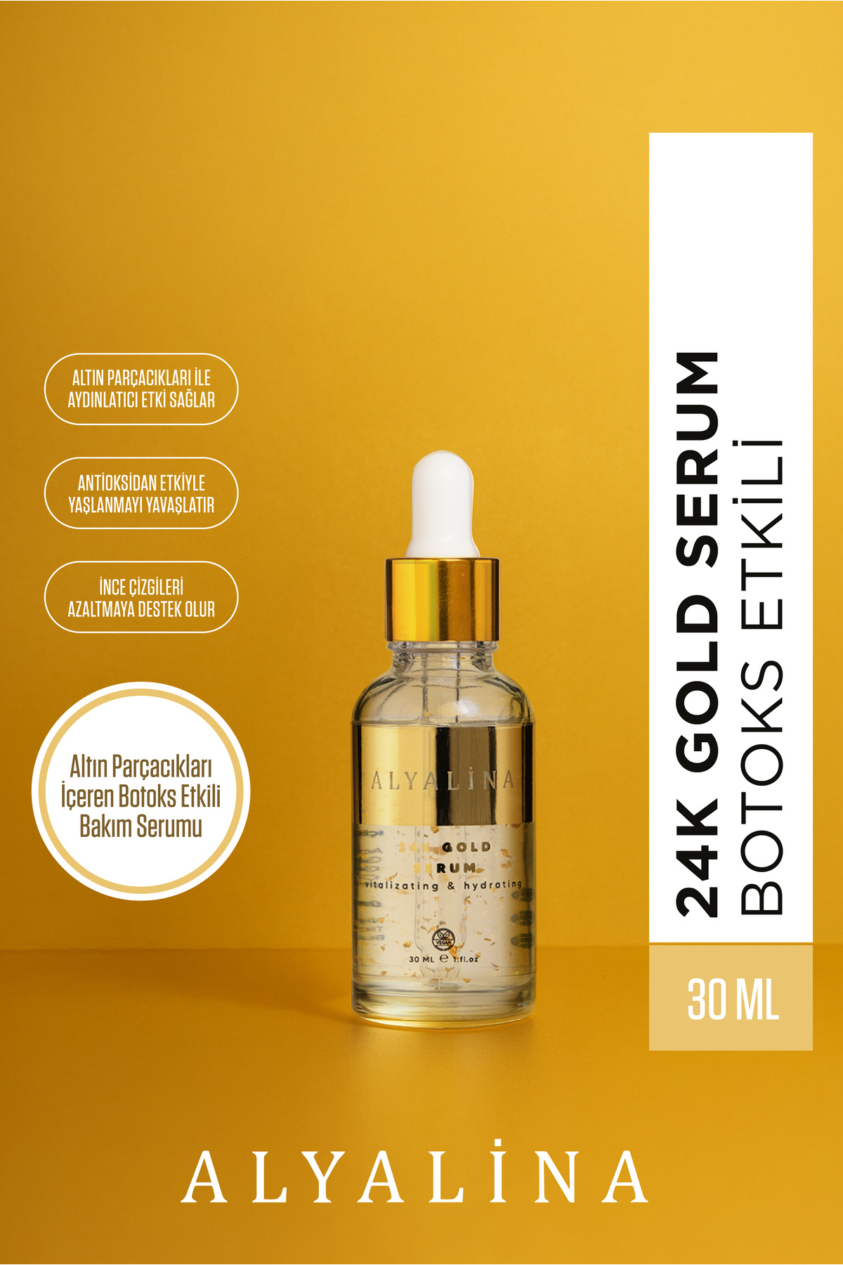 alyalina 24K Gold Serum Botoks Etkili 30ml %100 Vegan