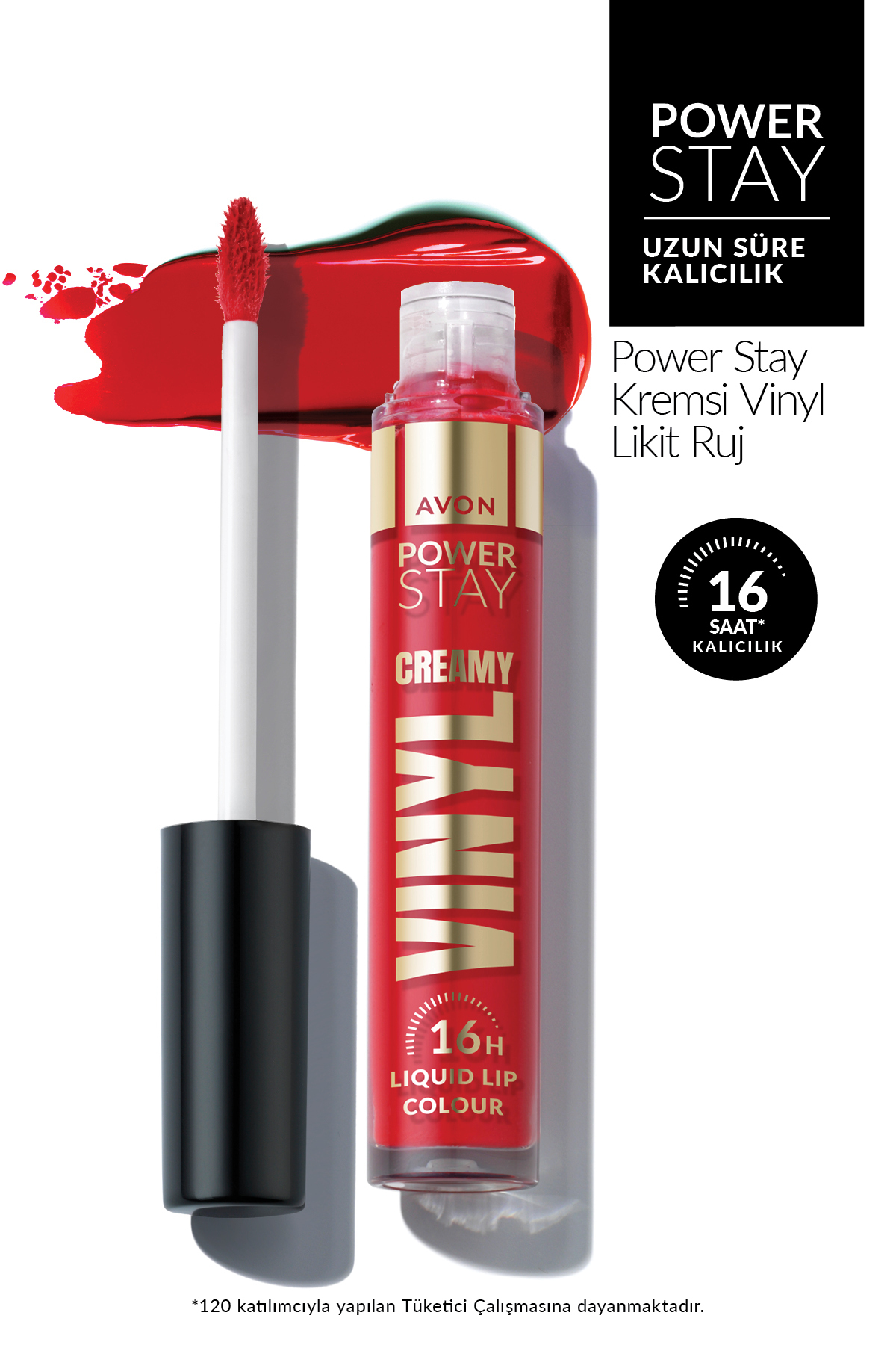 AVON Power Stay Kremsi Vinyl Likit Ruj - In Command Coral
