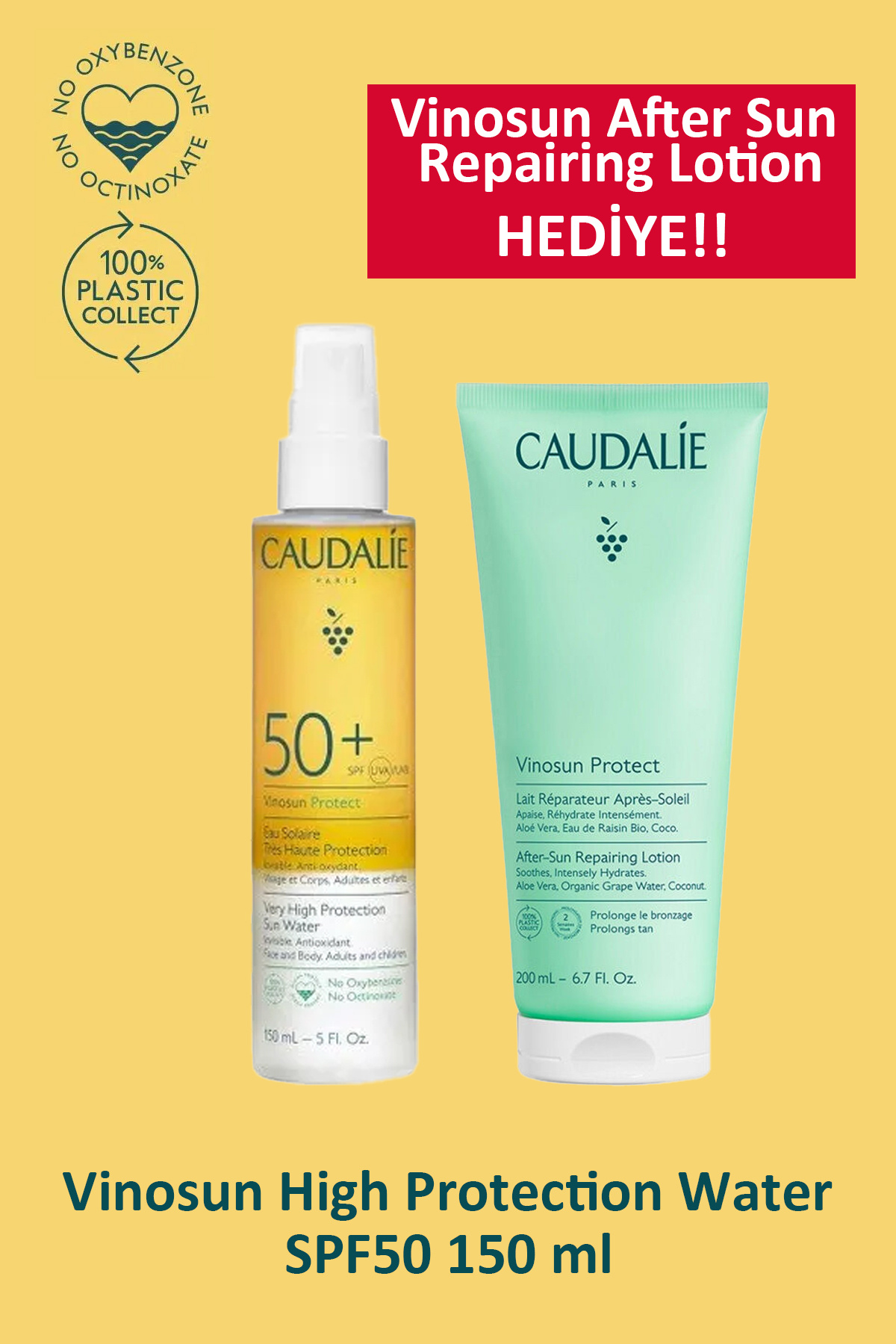 Caudalie Vinosun Very High Protection Water SPF50 150 ml + Caudalie Vinosun After Sun Repairing Loti