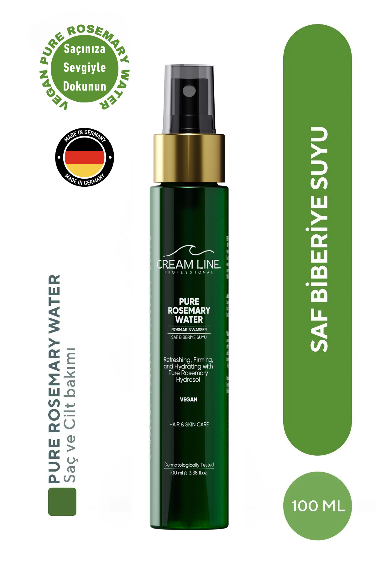 Cream Line Biberiye Suyu Dökülme Karşıtı Ve Saç Uzamasını Destekleyici Saç Toniği %100 Doğal Ve Saf 100 ml