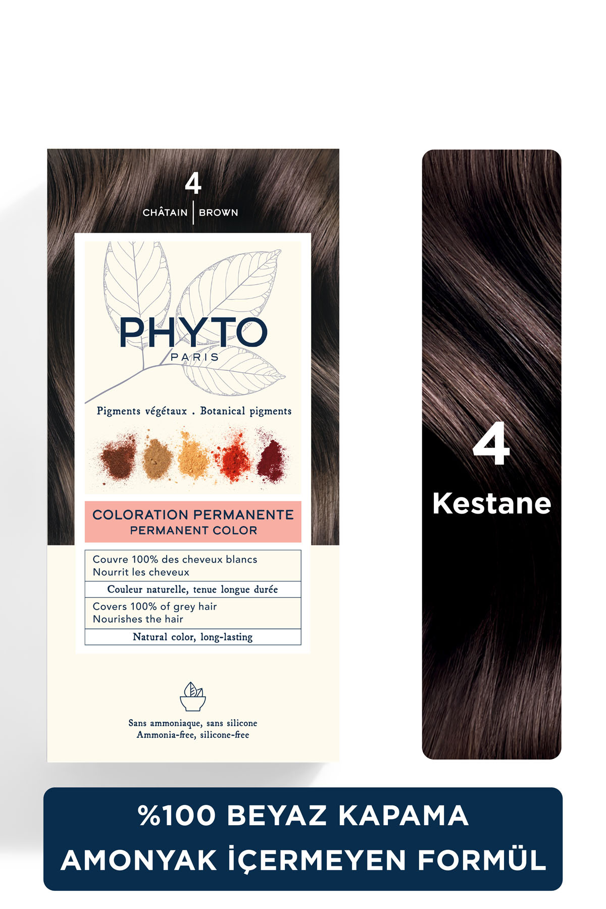 Phytocolor 4 Kestane Amonyaksız Kalıcı Bitkisel Saç Boyası