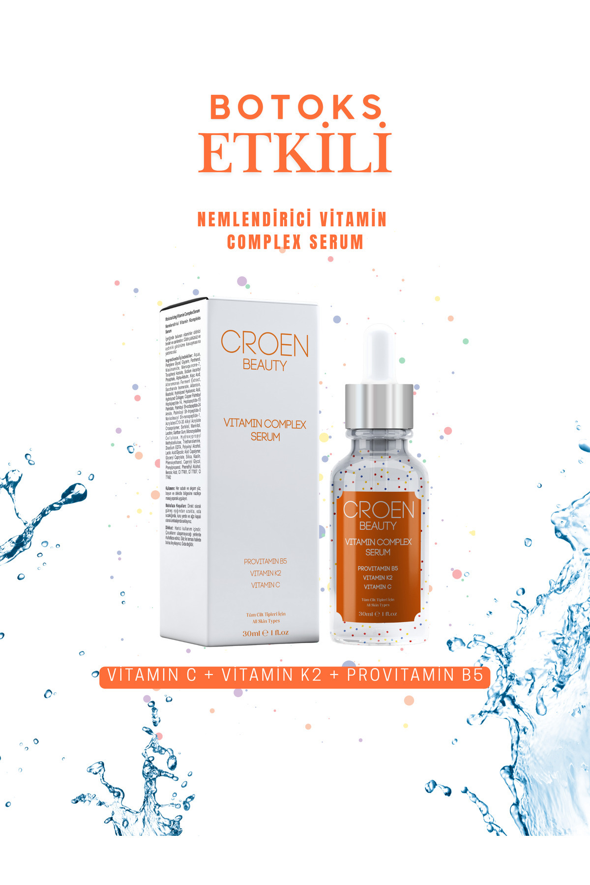 Croen Beauty Croen Botoks Etkili Nemlendirici Serum | Vitamin Complex & Hyaluronik Asit Destekli 30 ml