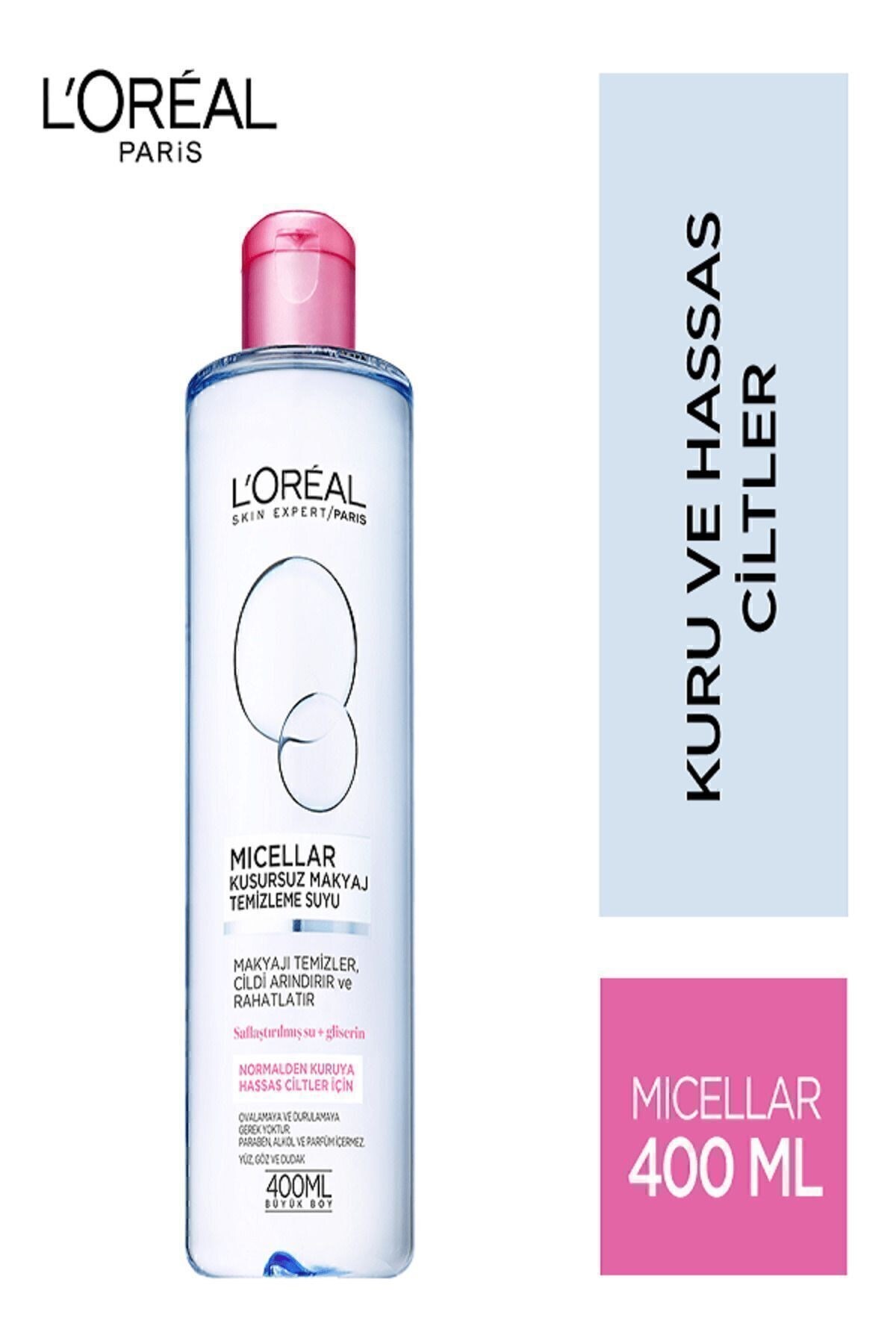 L'Oreal Paris Dermo Expertise Hassas Ciltler Için Kusursuz Makyaj Temizleme Suyu 400 ml