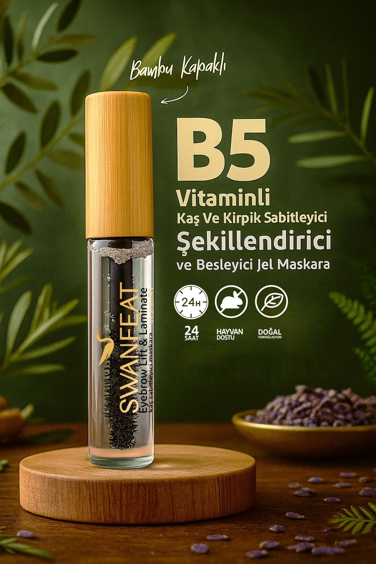 SWANFEAT Şeffaf Jel Maskara B5 Vitaminli Kaş Ve Kirpik Sabitleyici, Şekillendirici Ve Besleyici 10ml