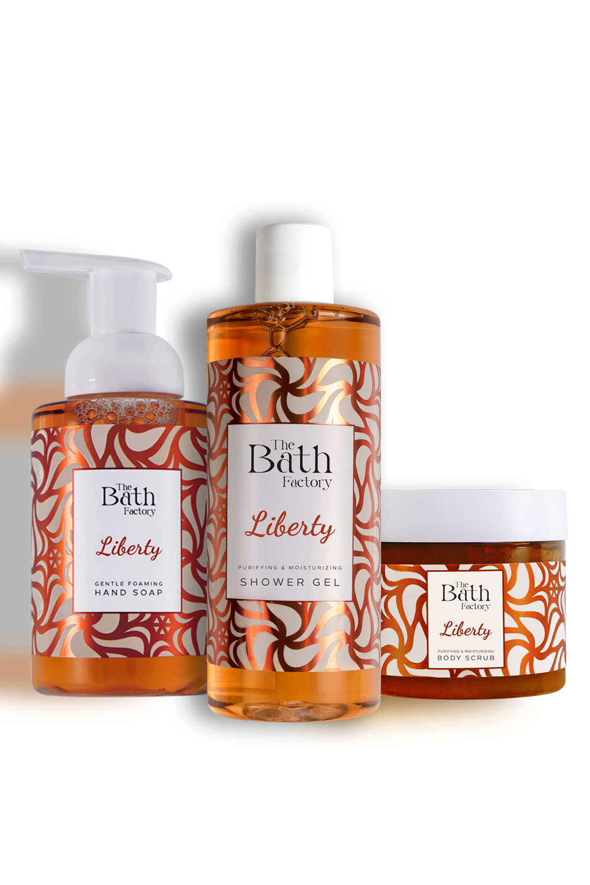 THE BATH FACTORY Liberty Duş Jeli + Vücut Peelingi + Köpük Sabun