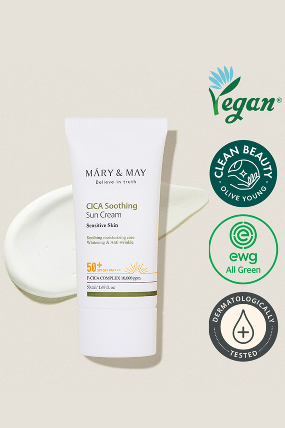 Mary & May Cica Soothing Sun Cream / Yatıştırıcı Güneş Kremi Spf 50+ PA++++ 50 ml