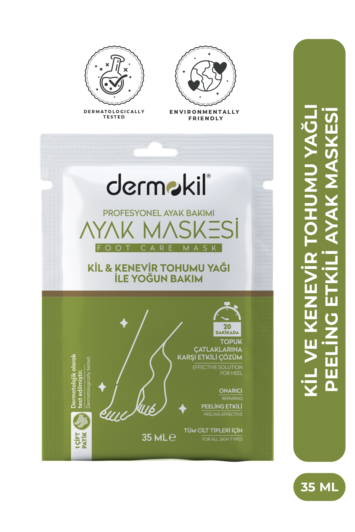 Dermokil Peeling Etkili Ayak Maskesi (Kil ve Kenevir Yağlı) 35 ml