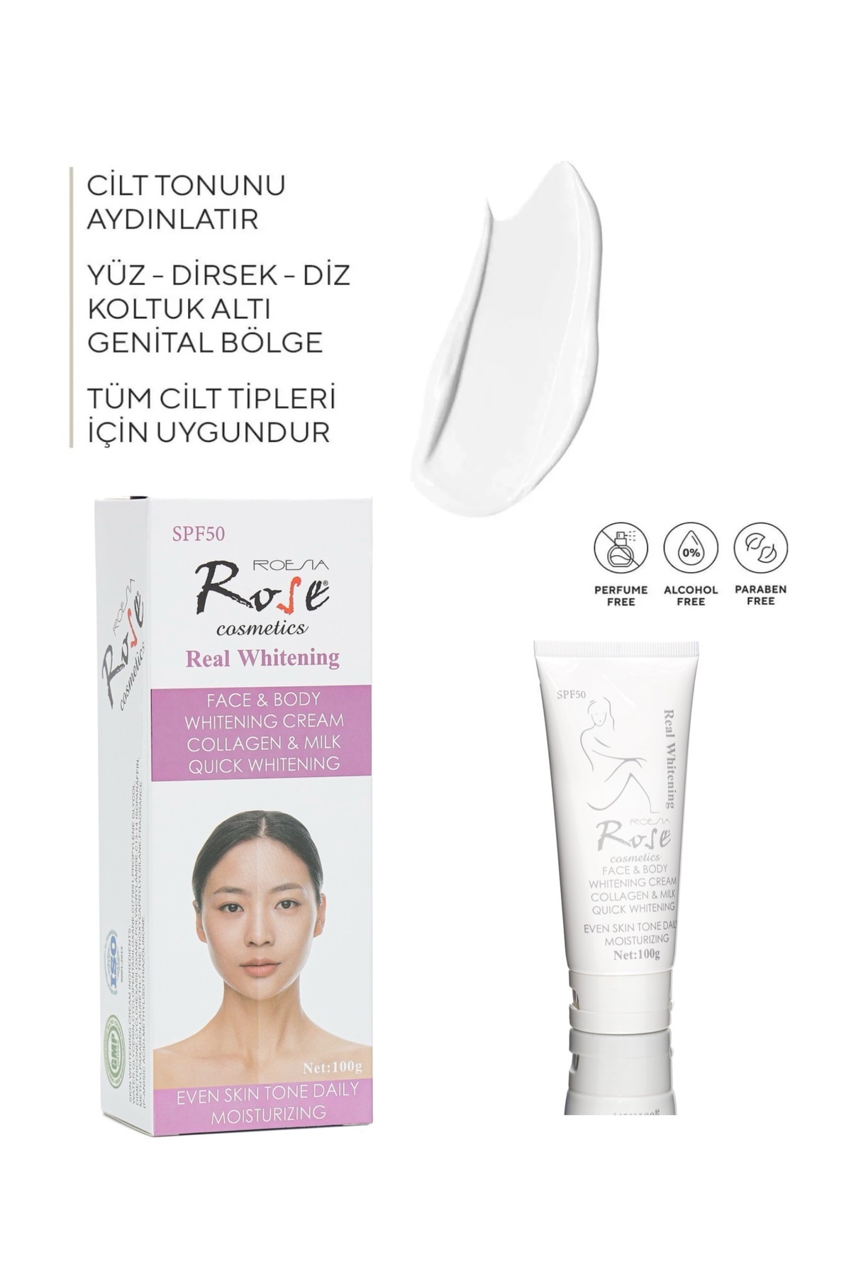 Roesıa Rose Cosmetics Rose Cilt Beyazlatıcı Krem Vücut, Yüz, Koltuk Altı, Genital Bölge 100 Gr