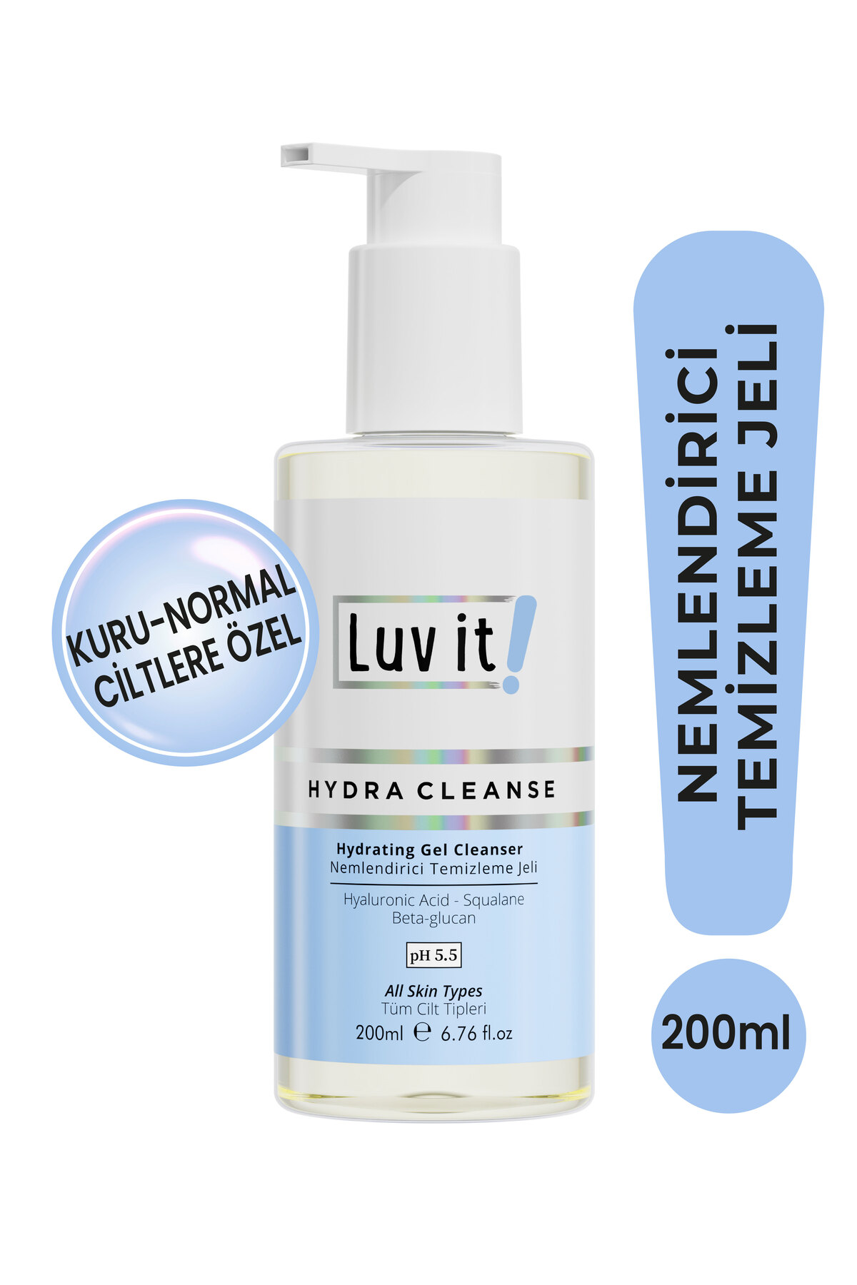 Luv it! Nemlendirme Etkili Yüz Temizleme Jeli Kuru-Normal Ciltler 200 ml