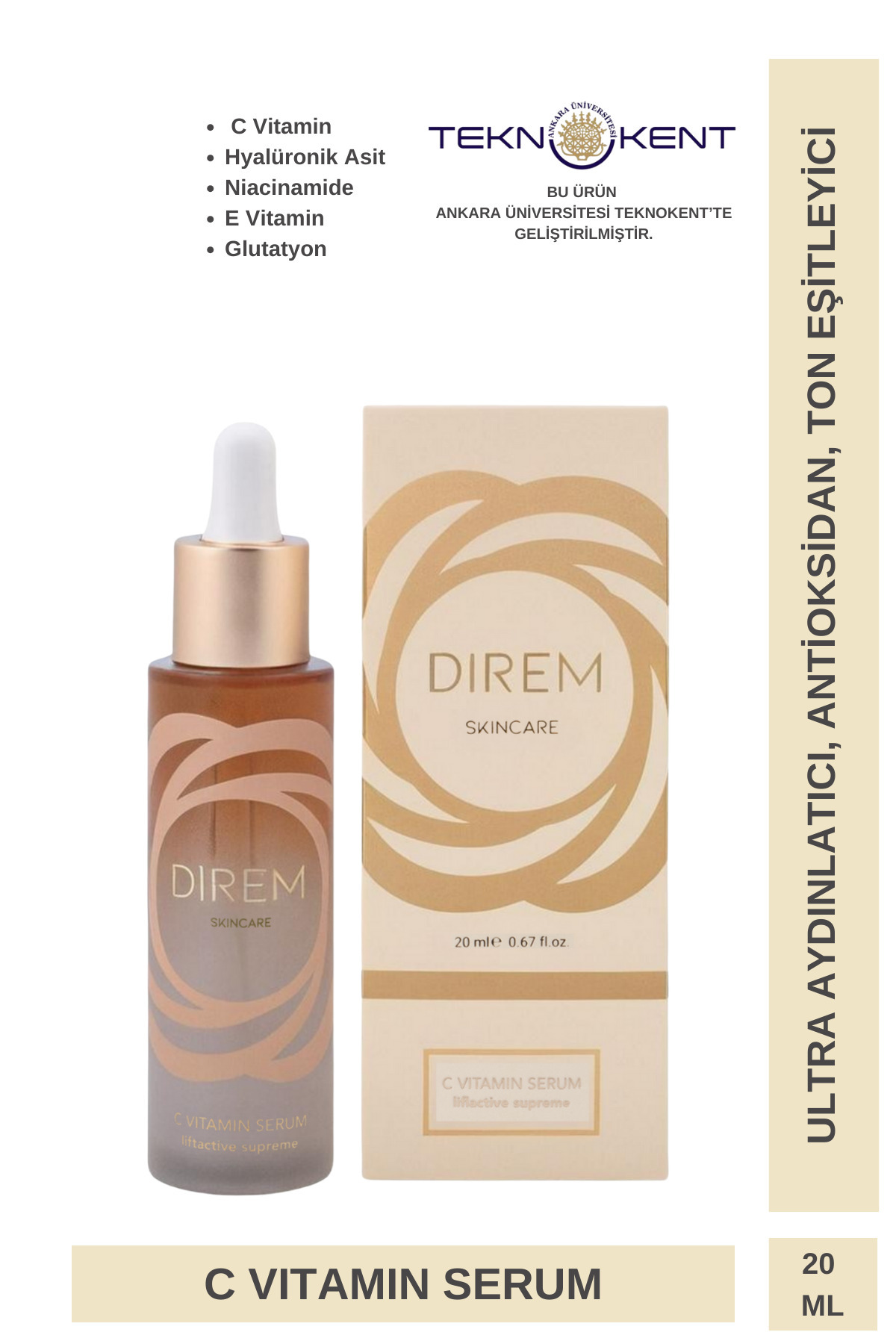 Direm Beauty C Vitamin Ultra Aydınlatıcı & Cilt Tonu Eşitleyici Serum