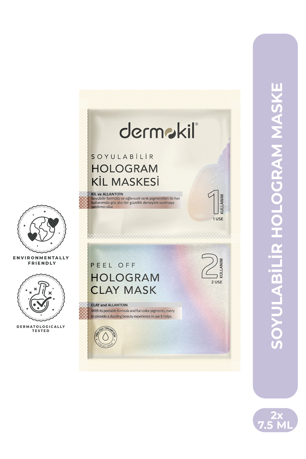 Dermokil Soyulabilir Hologram Kil Maskesi 2* 7.5 ml